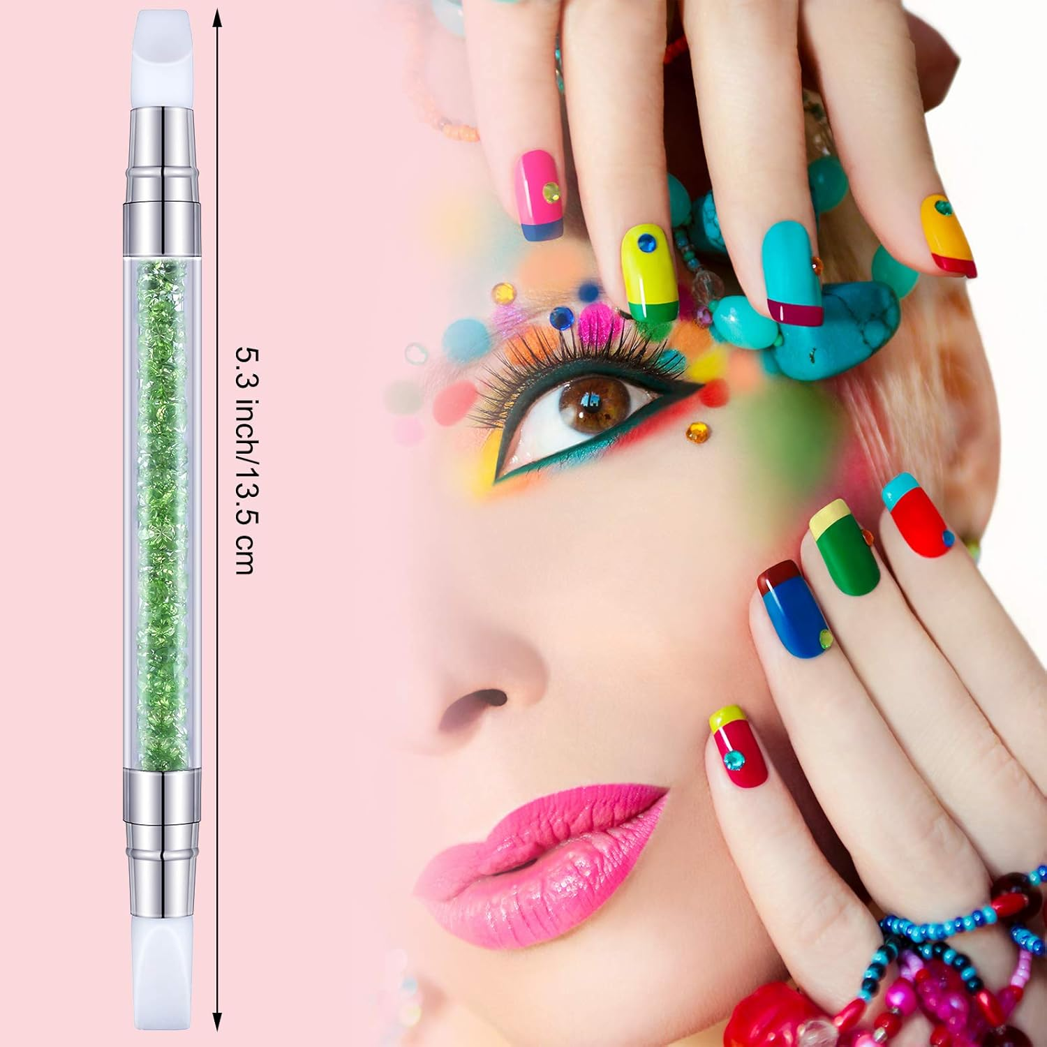 Maitys 10 Pieces Dual Tipped Silicone Nail Tools Nail Sculpture Pen Brushes Rhinestone Nail Polish Acrylic Carving Pen Silicone Head Manicure DIY Brush Dotting Tools Kit for Home Salon image number 1