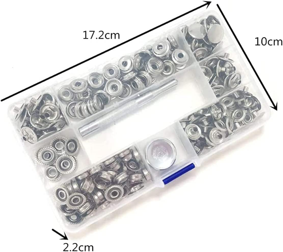 200Pcs Snap Fastener Kit, Betterjonny 15Mm Heavy Duty Canvas Snap Button Stainless Steel Press Stud Cap with 3 Setting Tools for Boat Bag Leather DIY Craft image number 5