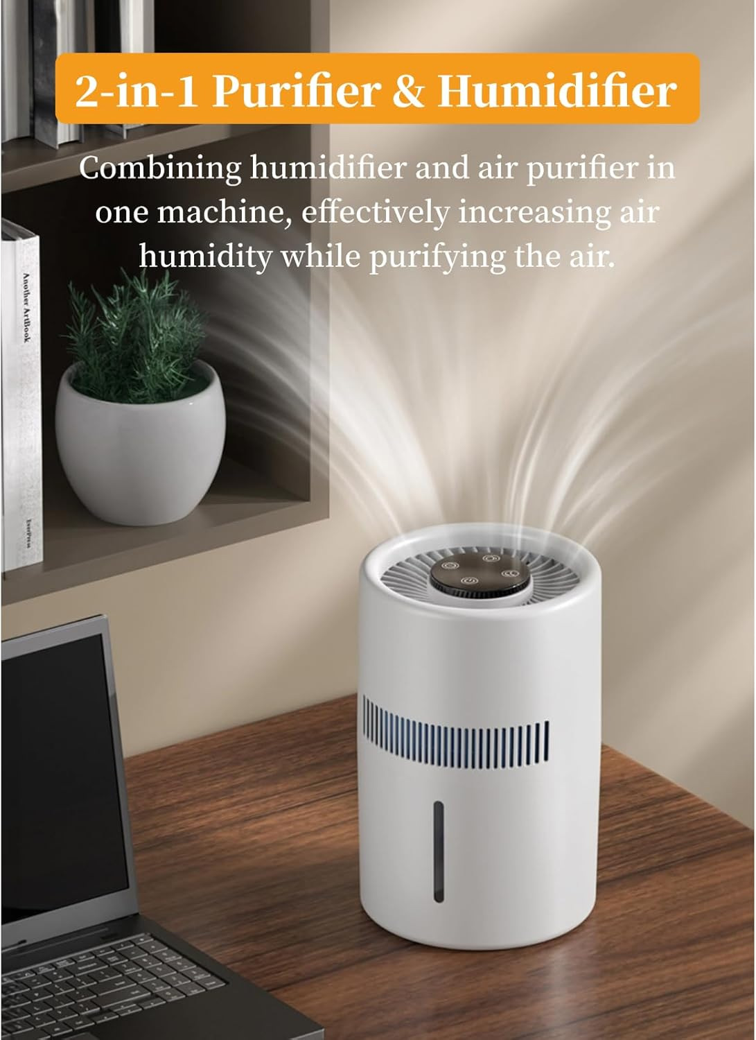 Compact Air Purifier for Home, 2 in 1 Air Purifier with Humidifier, Portable Air Purifier for Home Allergies Airborne Wildfire Smoke Dust Pet Dander Pollen image number 6