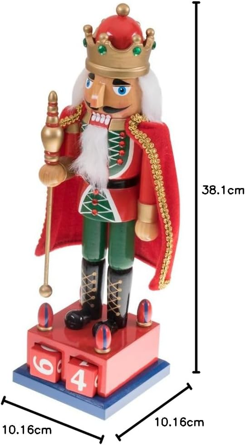 Clever Creations Traditional King Nutcracker Collectible Wooden Christmas Nutcracker | Festive Holiday D&eacute;cor | Advent Calendar Stand | Red and Green | Holding Gold Scepter | 100% Wood | 15" Tall image number 6
