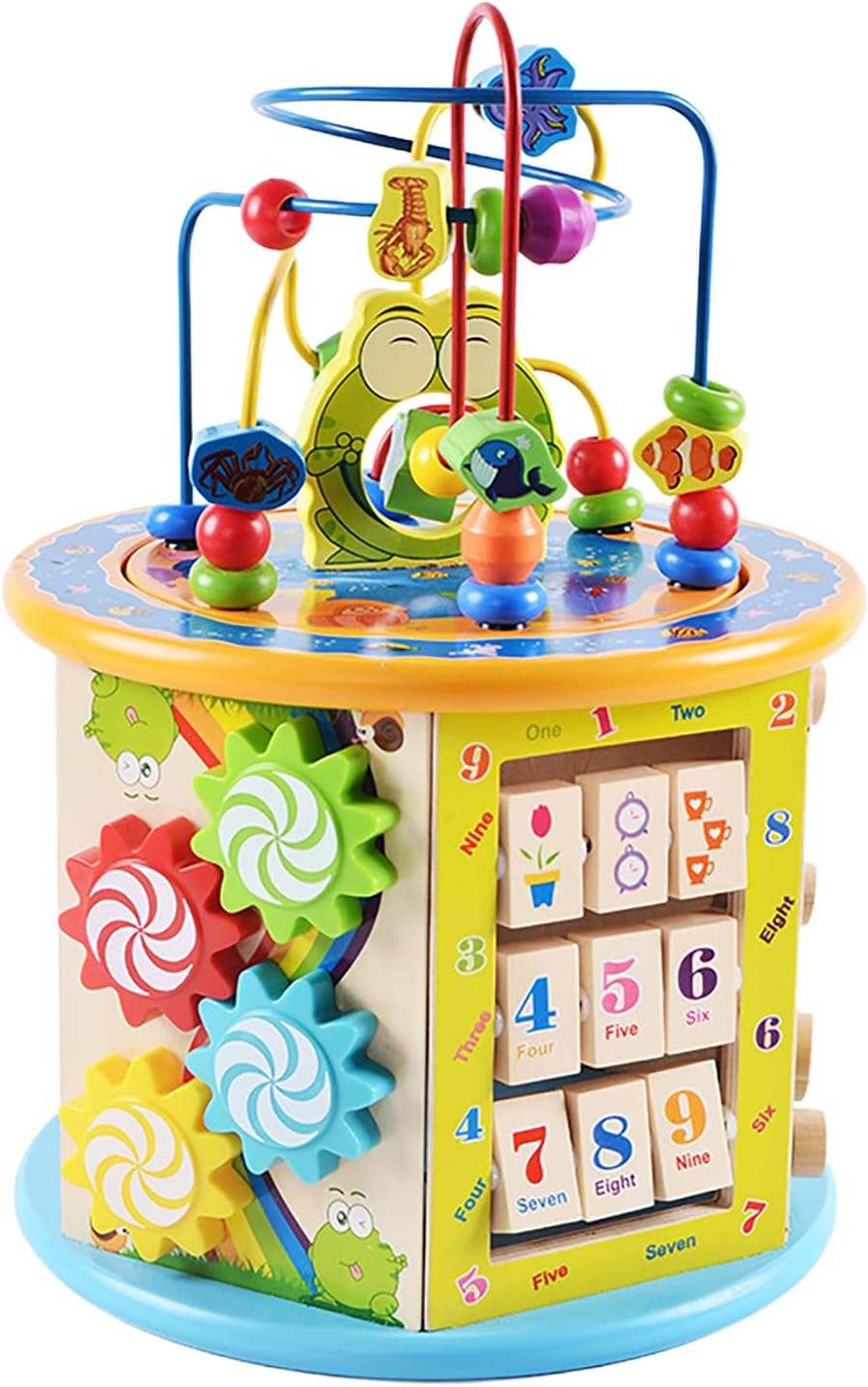 Uandhome Wooden Activity Cube for Toddlers 3,Montessori Early Educational Early Educational Learning Music,8 in 1 Electronic Shape Sorter, Montessori Toys,Bead Maze for Kids Toddler Infant First Gifts image number 1