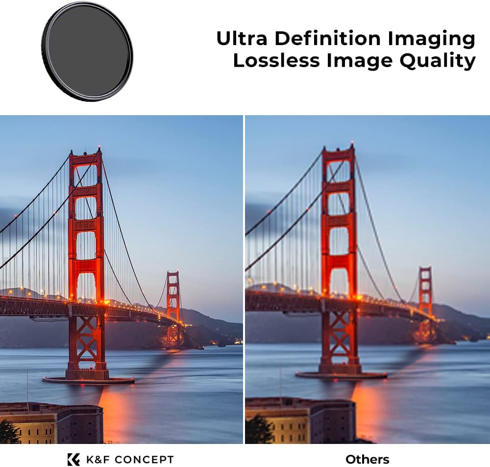 K&F CONCEPT 46Mm Variable ND Filter Adjustable Fader Neutral Density ND2 - ND32 Filter, HD Waterproof Scratch Resistant NO X Cross 28-Layer Coatings (Nano-X Series) image number 1