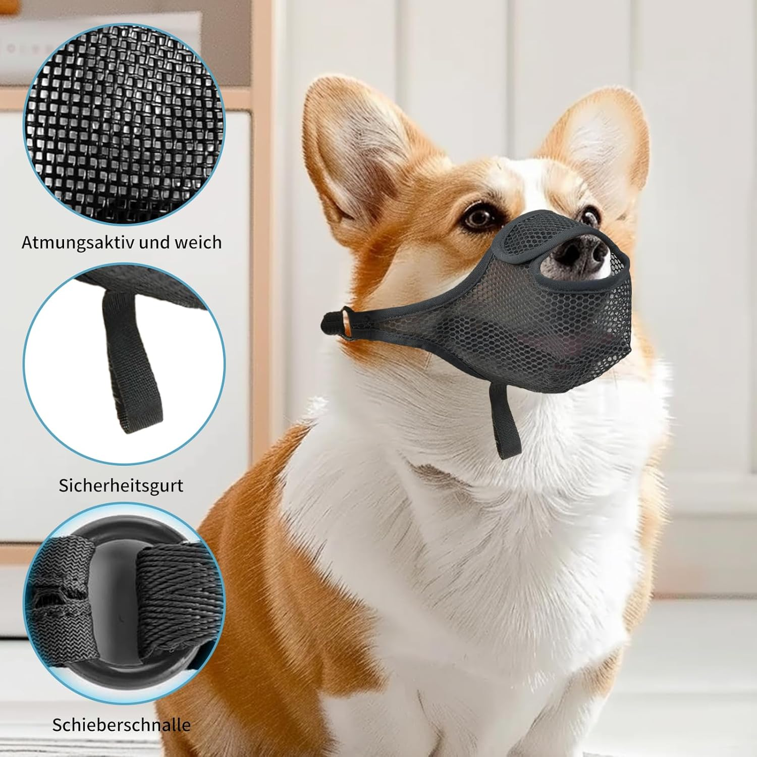 High-Quality, Breathable Dog Muzzle to Prevent Biting and Eating, Anti-Barking Mouth Guard for Small and Medium Dogs, Adjustable and Comfortable image number 5