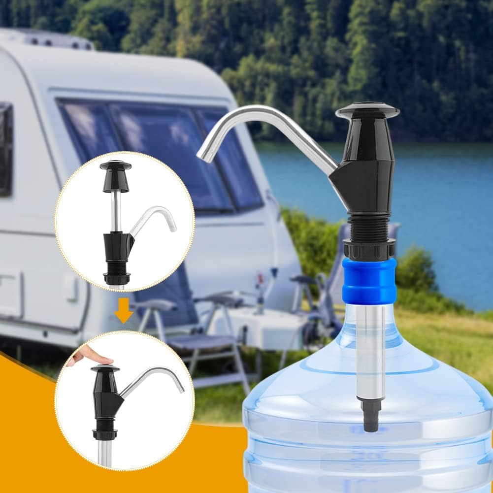 Caravan Sink Water Hand Pump, Hand-Operated Drum Pump, Double Action Camping Trailer Motorhome Replacement Pumping Tool for Camping Trailer, Motorhome, Work Vehicles, Outdoors(Color:Black) - White image number 2