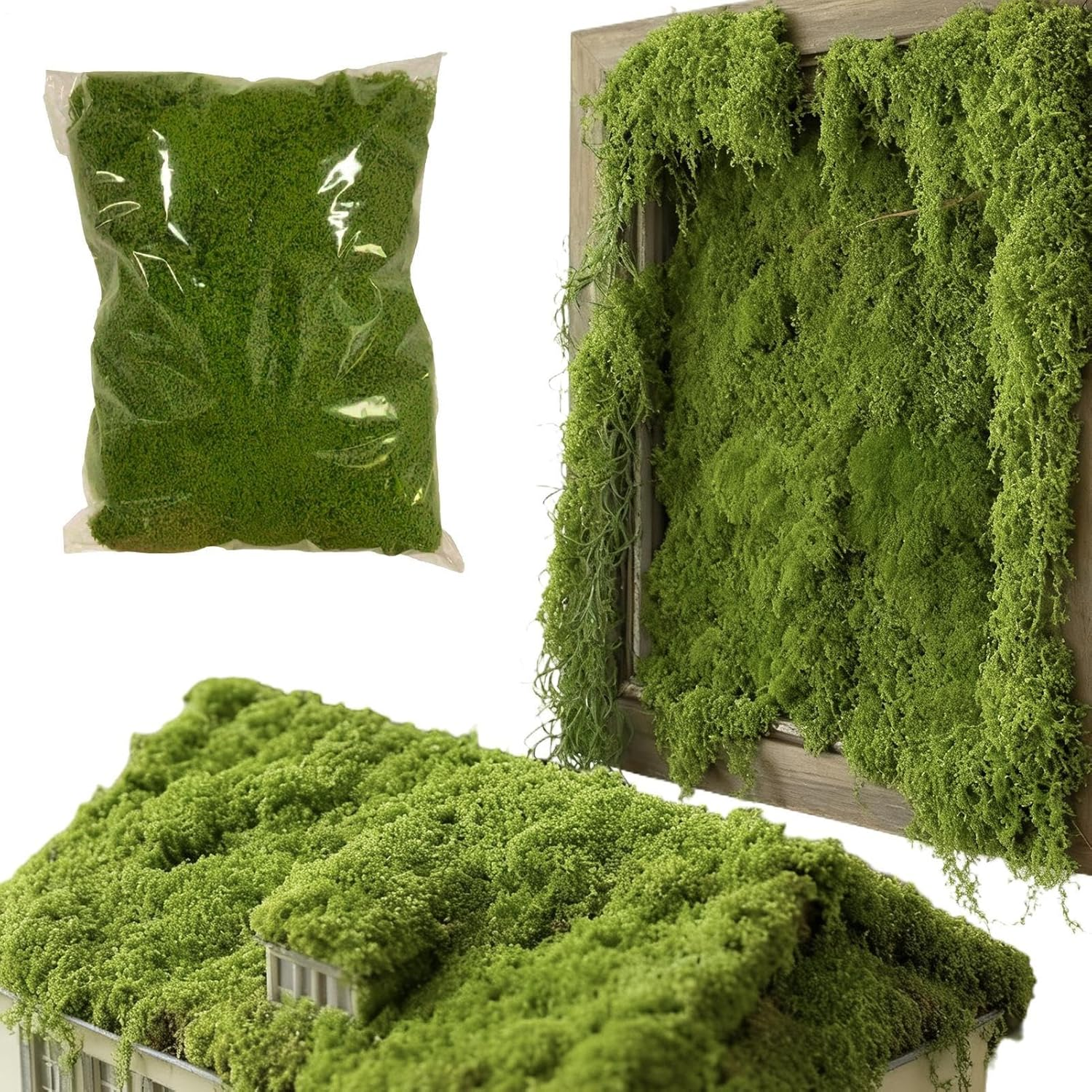 Artificial Moss for Houseplants - Realistic Artificial Green 300G | Decorative Green Moss for Terrarium Planter Pot Succulent Plants Home Decoration