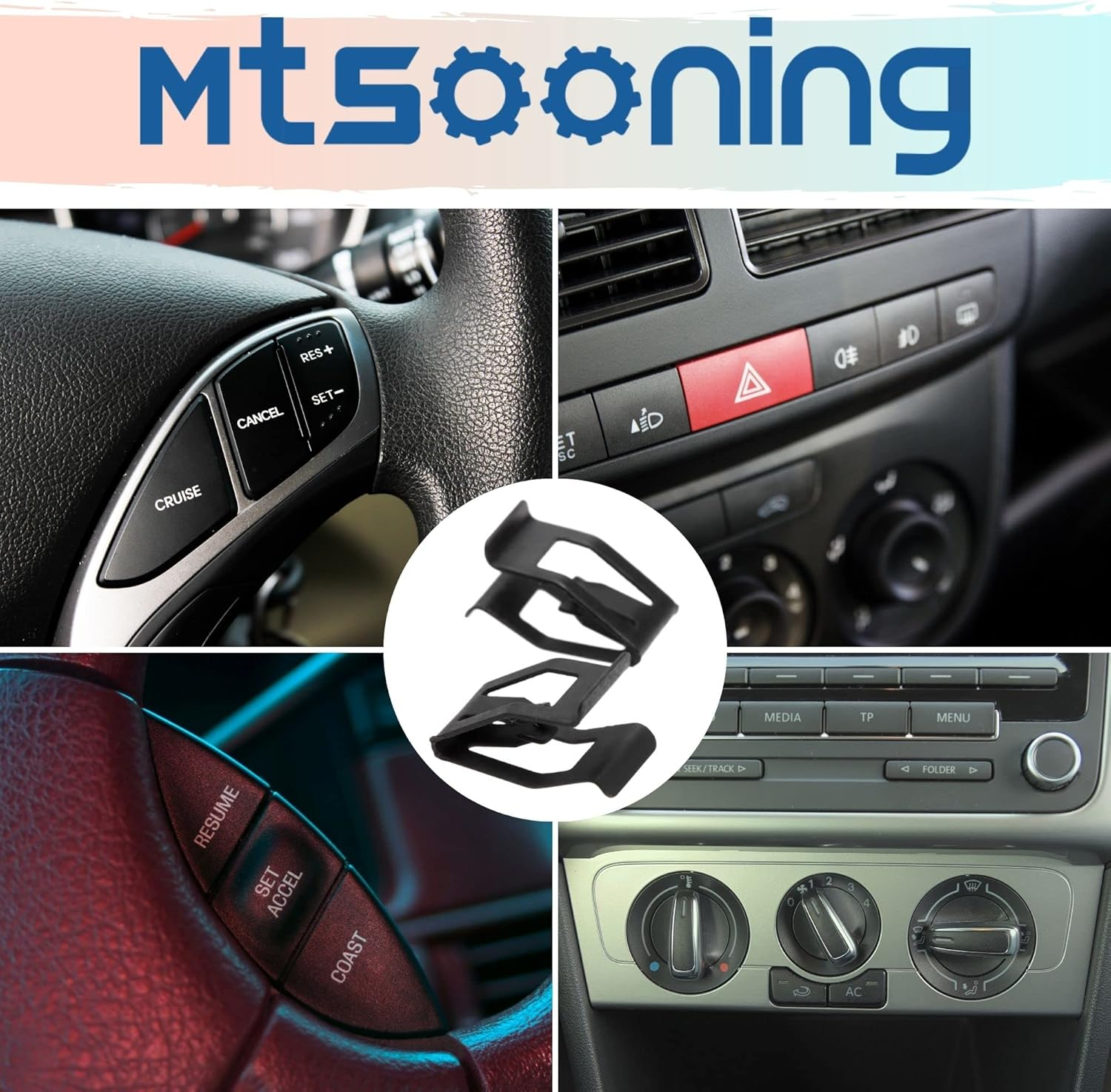 Mtsooning 20PCS Metal Console Trim Clips, Car Front Dash Dashboard Panel Retainer Replacement for Universal Cars Sahara JK Ford Mazda Toyota image number 5