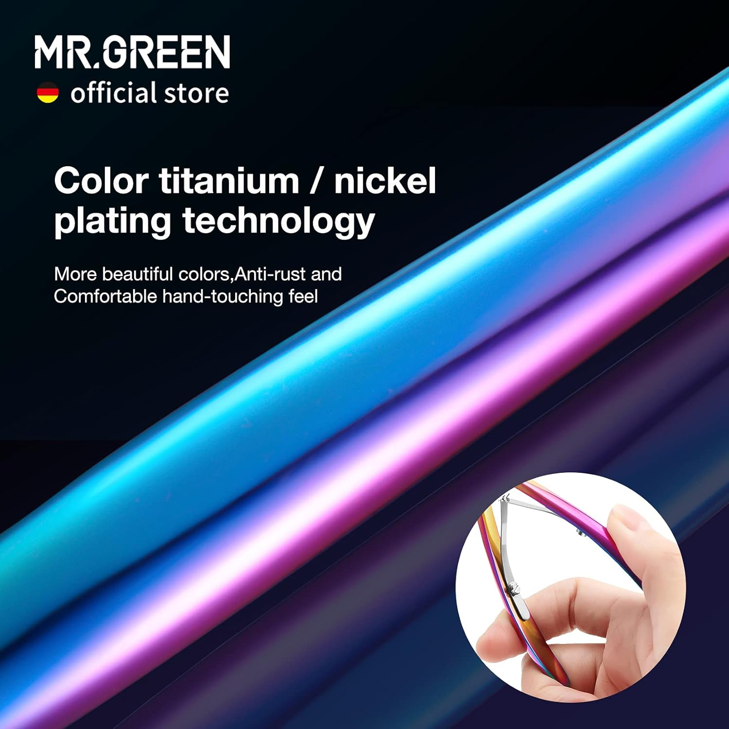 MR.GREEN Cuticle Nippers Gorgeous Colorful Cuticle Scissors Nail Manicure Clippers Trimmer Dead Skin Remover Cutters Beauty Tool (Colored Titanium+Pusher) image number 2