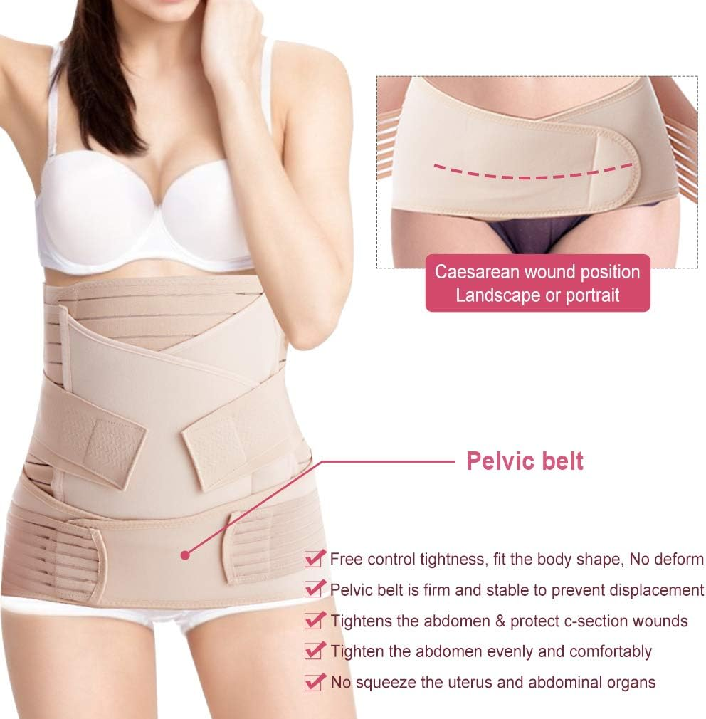 XJCKING 3 in 1 Postpartum Belly Support Recovery Band Wrap - Waist/Pelvis Belt Girdle Body Shaper Postnatal Shapewear image number 1