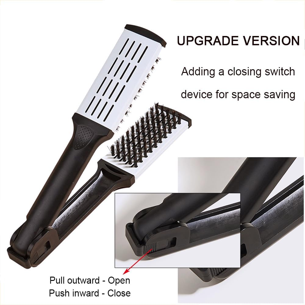 Ccbeauty Hair Straightener Brush Boar Bristles Clamp Comb Double Sided Straightening Brush Hair Styling Tool image number 4