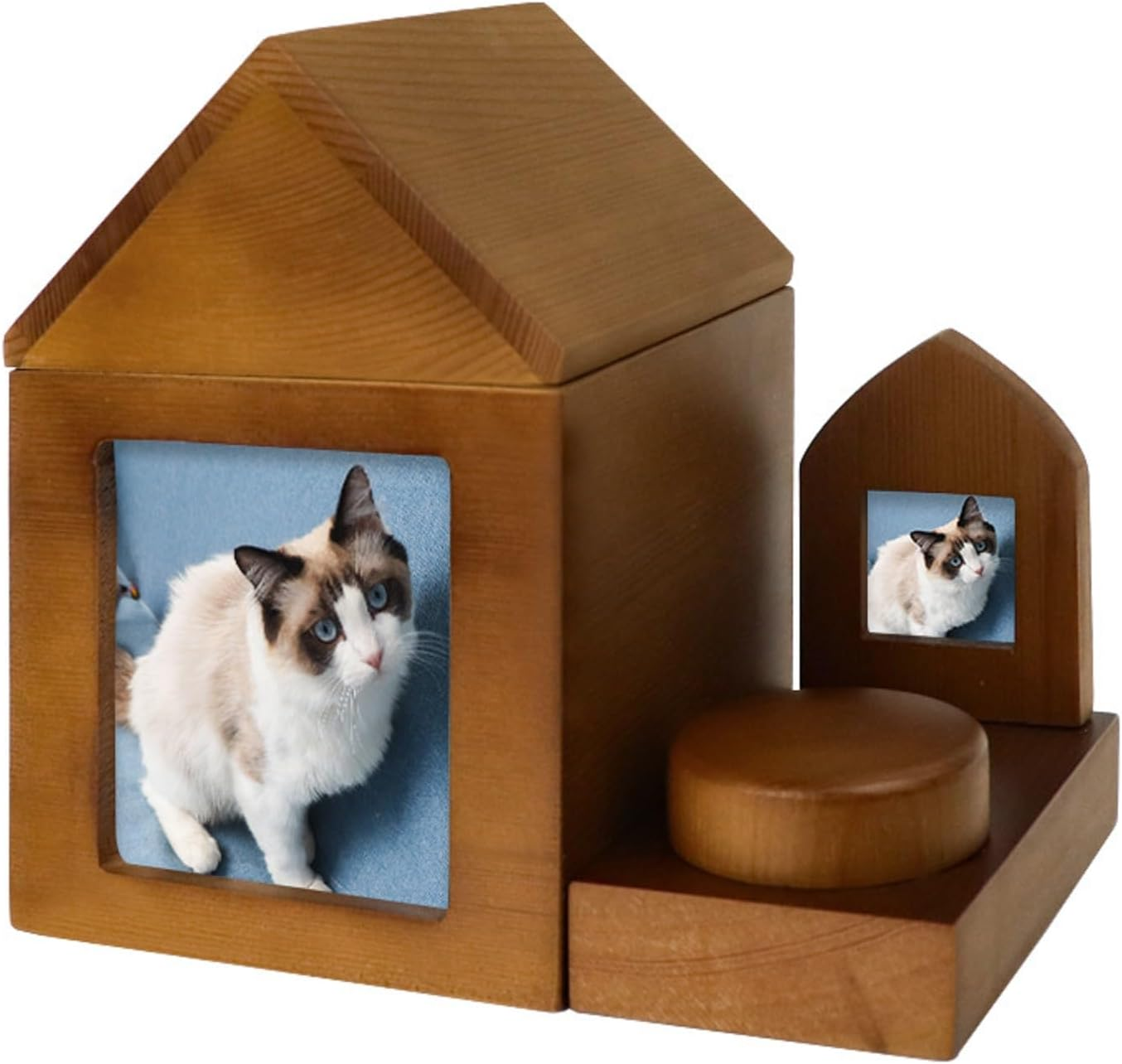 Pet Urns for Dog or Cat Ashes, Wooden Pet Cremation Urns with Photo Frame, Pet Memorial Keepsake Cat or Dog Memory Box,S image number 3
