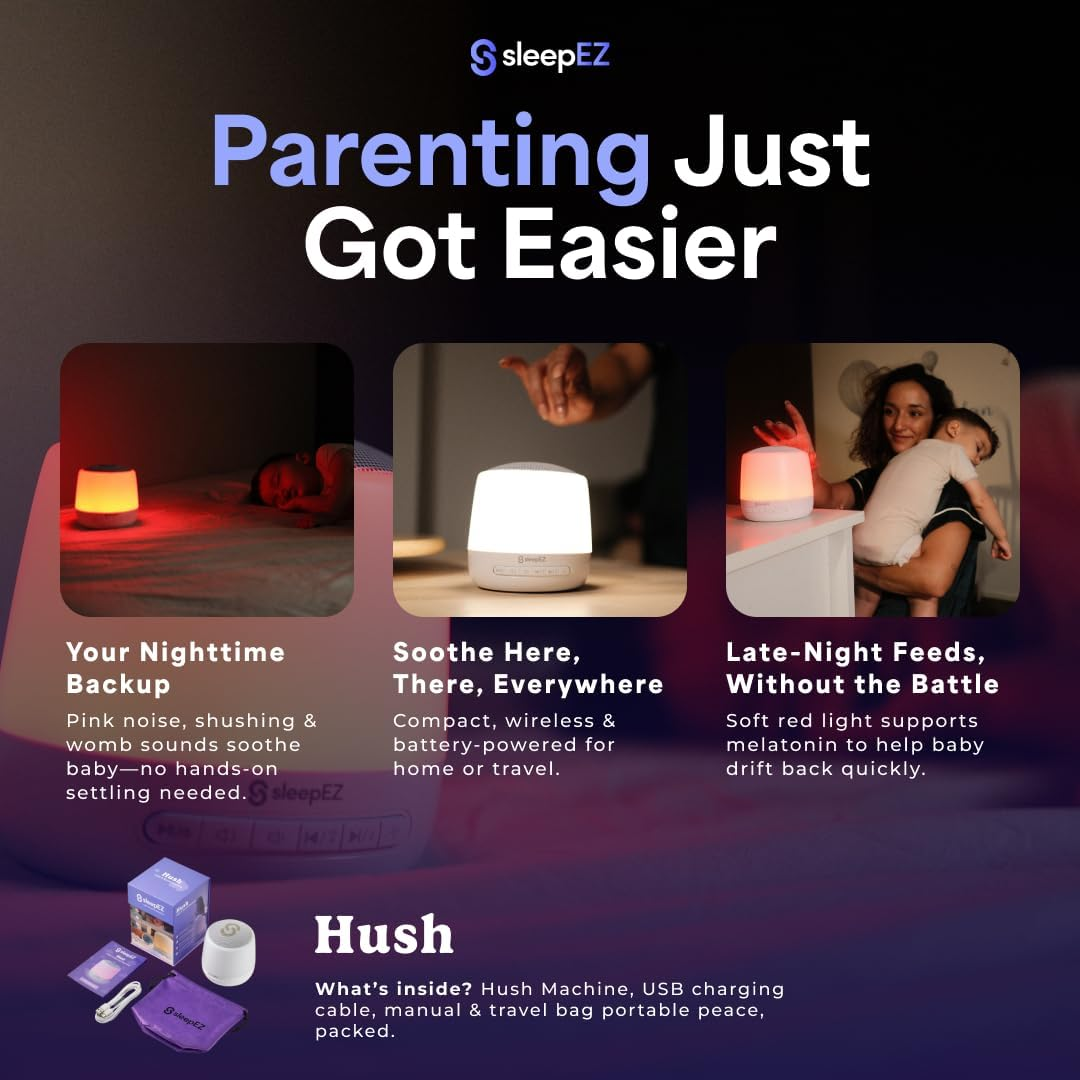Hush Light & Sound Machine | Soothes Cries, Supports Deep Sleep & Masks Household Noise | White Noise Machine & Red Night Light | Portable, App-Controlled Baby Sleep Aid for Newborns & Toddlers image number 5