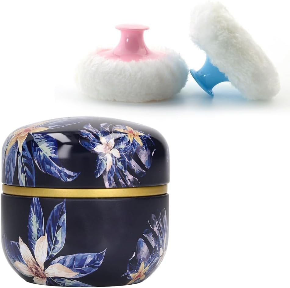 2 Pcs Body Powder Puff and Container Portable for Baby&Women Loose Powder Case Home Travel Powder Box image number 6