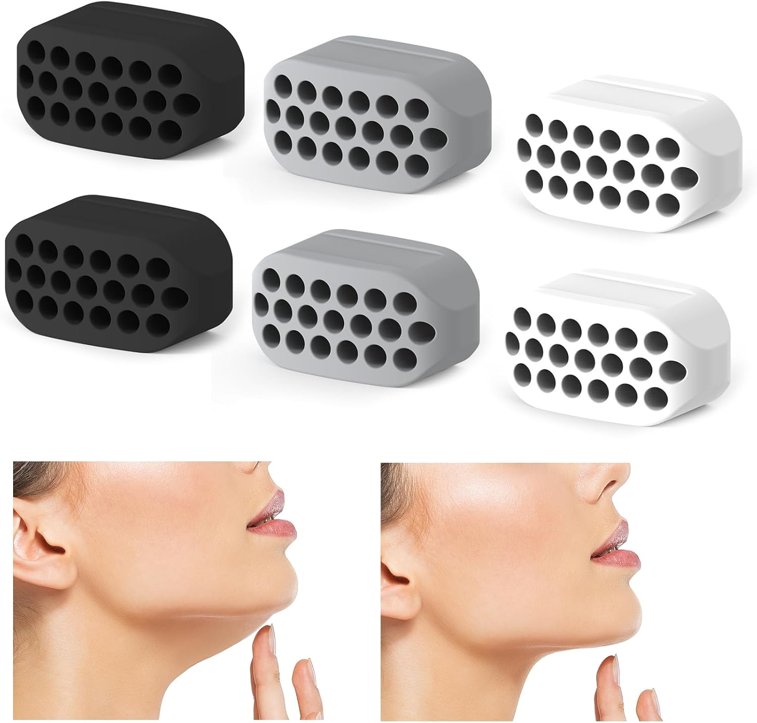 Ozgrove 6 Pcs Jawline Exerciser for Men and Women, BPA Free Silicone Facial Muscle Toning Jaw Trainer, Double Chin Breathing Exercise Device for Beginner Sculpting Face and Neck image number 5