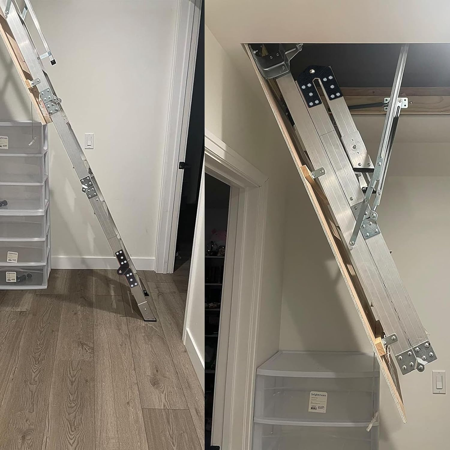 2 Pcs Attic Ladder Hinge Pull down Attic Stair Parts Attic Ladder Parts Suitable for Restoring Old Loft Ladder, DIY Ladder (Black) image number 1