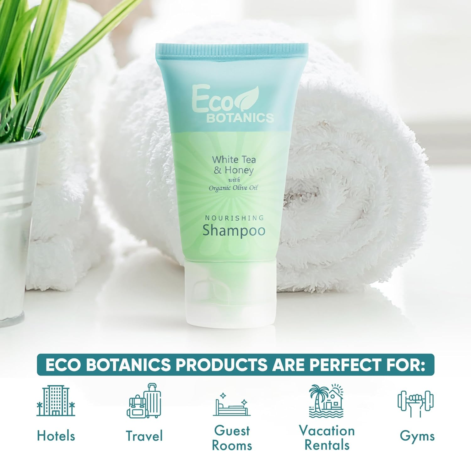 (30Ml, 300 Count) - Eco Botanics Shampoo, 30Ml Tube with Flip Cap with Organic Olive Oil (Case of 300)- Air Bnb, VRBO, Vacation Rental image number 6