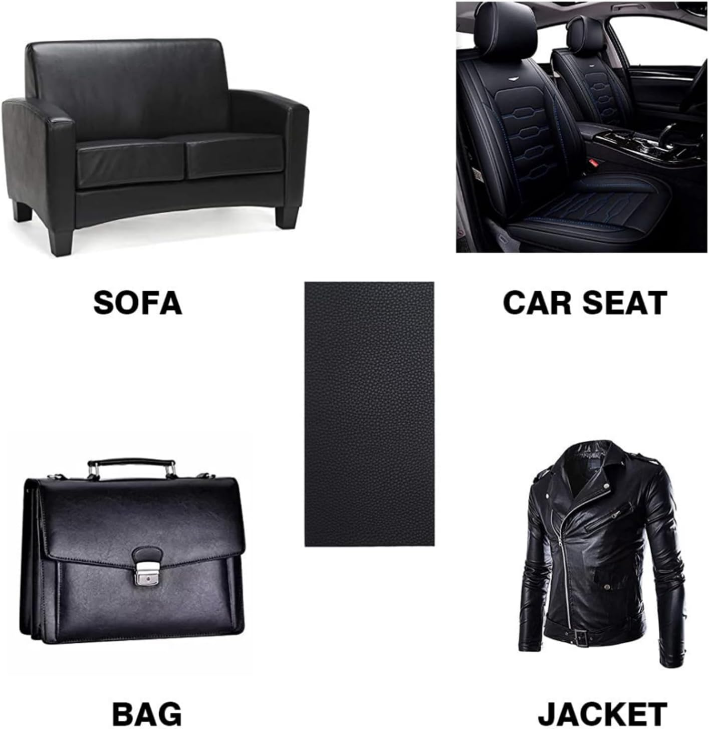 Suytvenxau 2Pcs 30X20Cm Black Leather Repair Patch, Self-Adhesive PU Leather Repair Patch for Couch, Sofa, Chair, Car Seats, Jackets, and Handbags image number 6