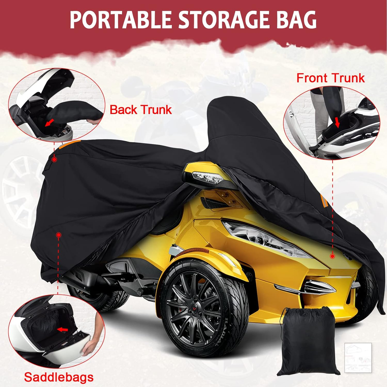Starknightmt Spyder Full Cover, Waterproof Cover Compatible with Can Am Spyder RT/RT Limited 2010-2019 All Weather Protection Replacement OEM 219400860 Accessories image number 2