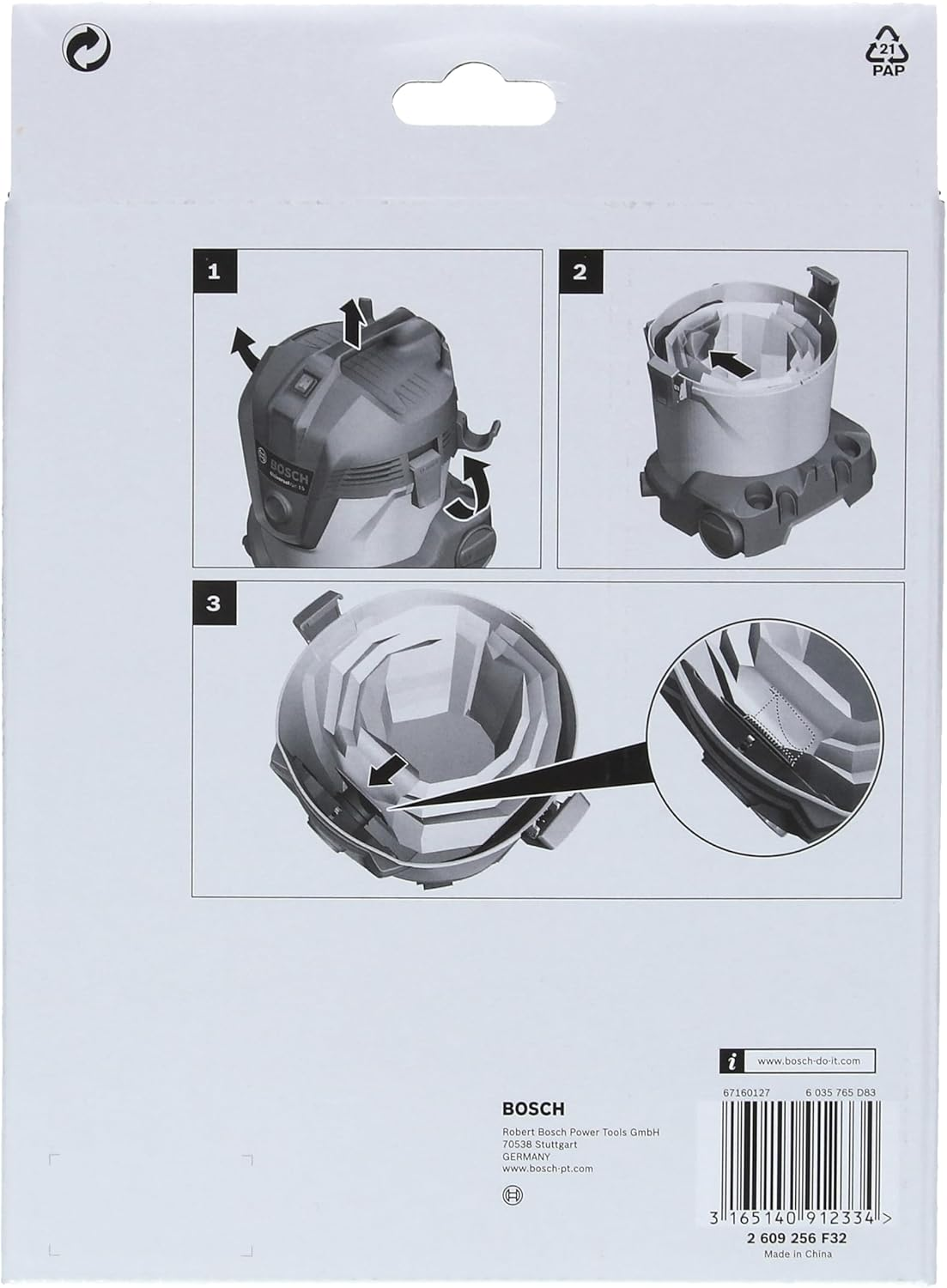 Bosch Accessories 5X Paper Filter Dust Bag (For Dry Vacuuming, Durable, Easy Collection and Removal of Dust, Accessories for Universalvac 15)