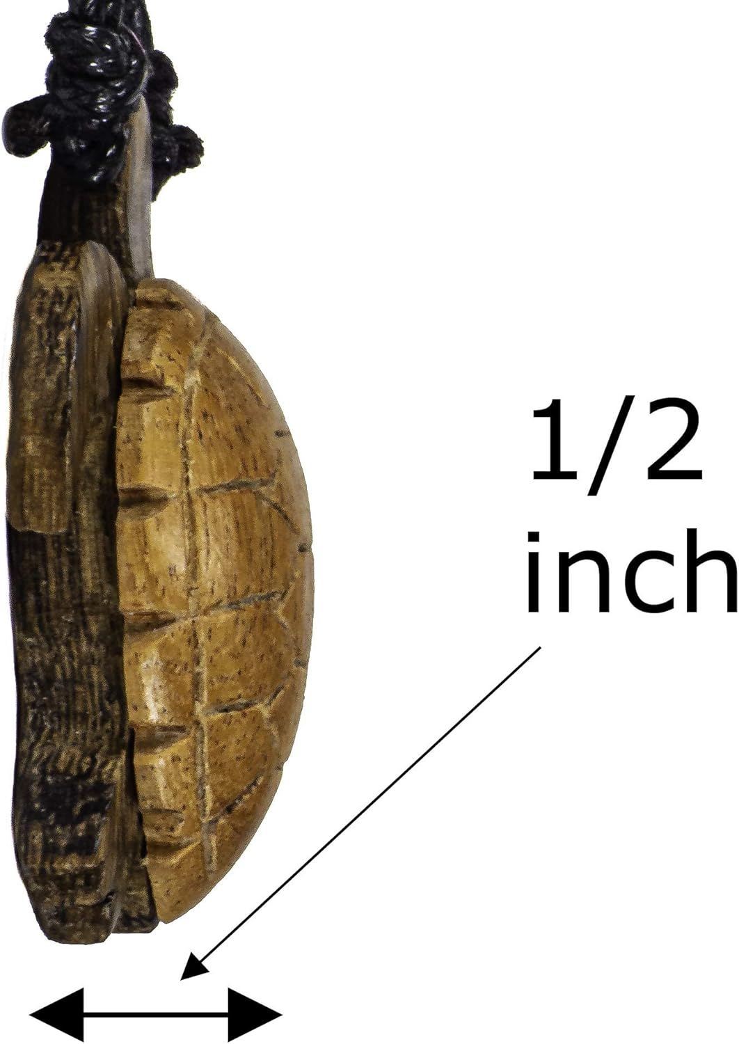 Bluerica Hand Carved Wood Sea Turtle Pendant on Adjustable Black Rope Cord Necklace, Wood Natural-Fiber