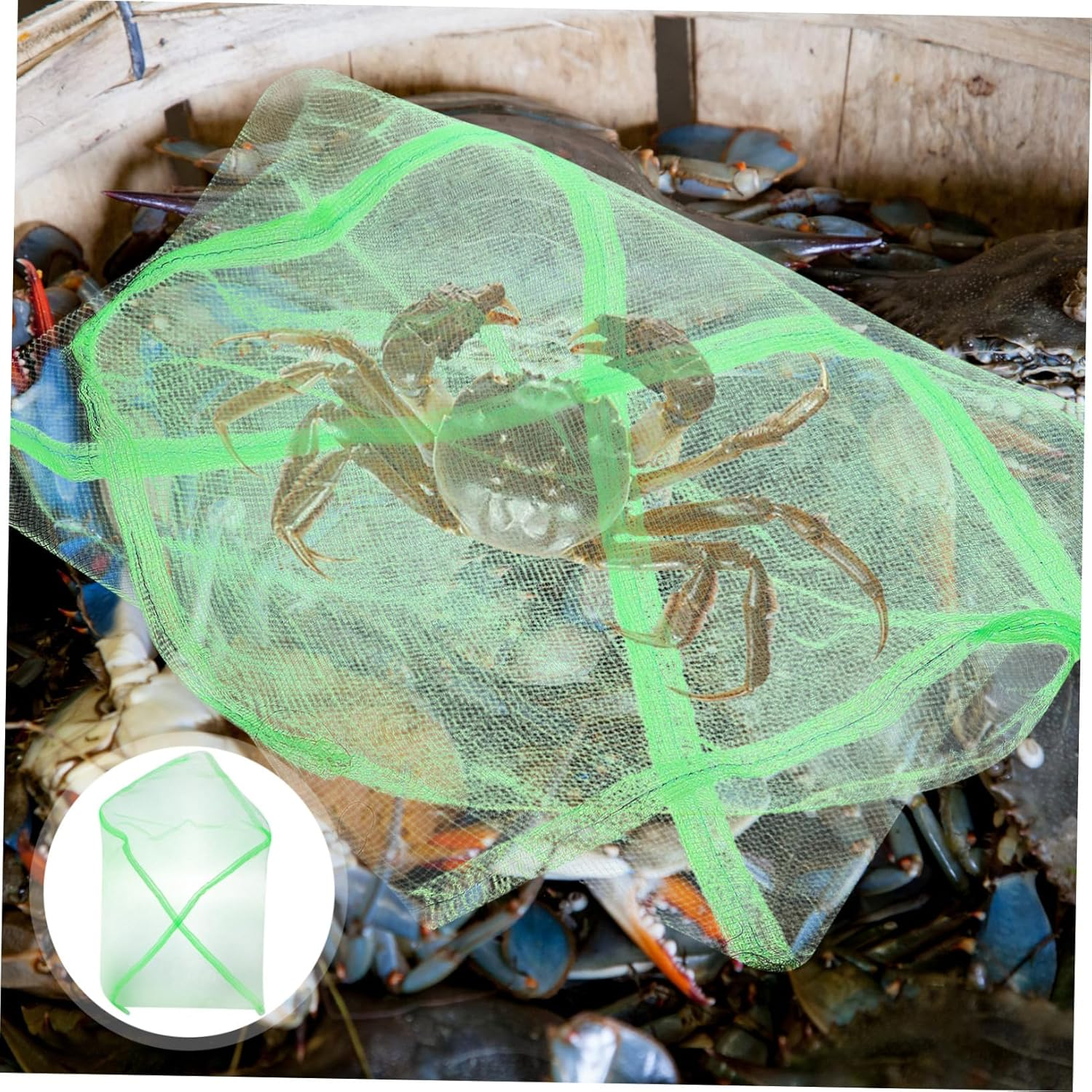 UKCOCO 10Pcs Portable Crab Catching Net Bags Lightweight Breathable Drawstring Mesh for Outdoor Fishing Storage image number 1