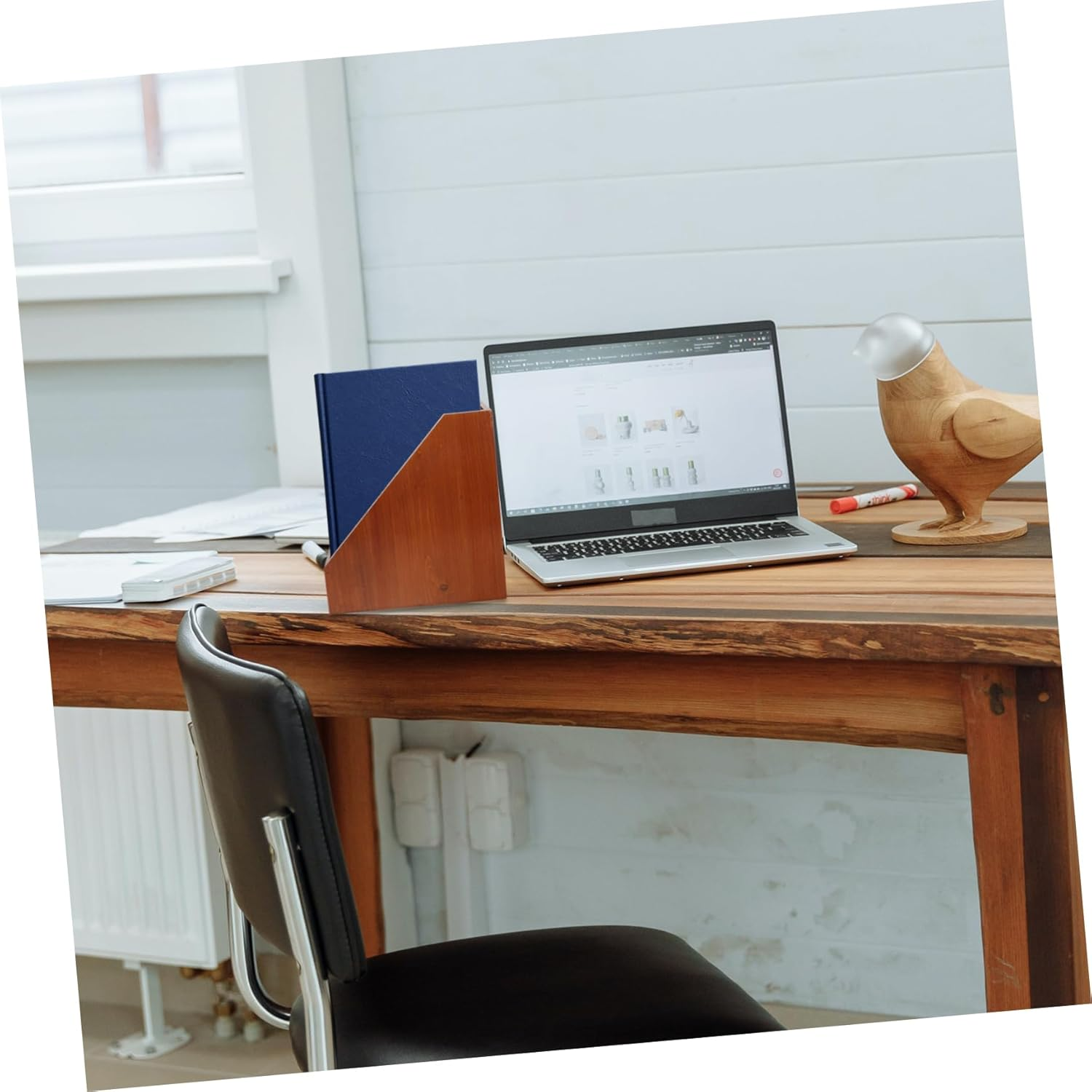 HAPINARY Solid Wood Storage Box Craft Organiser Folding Desk Accessory Office Supplies Organizers