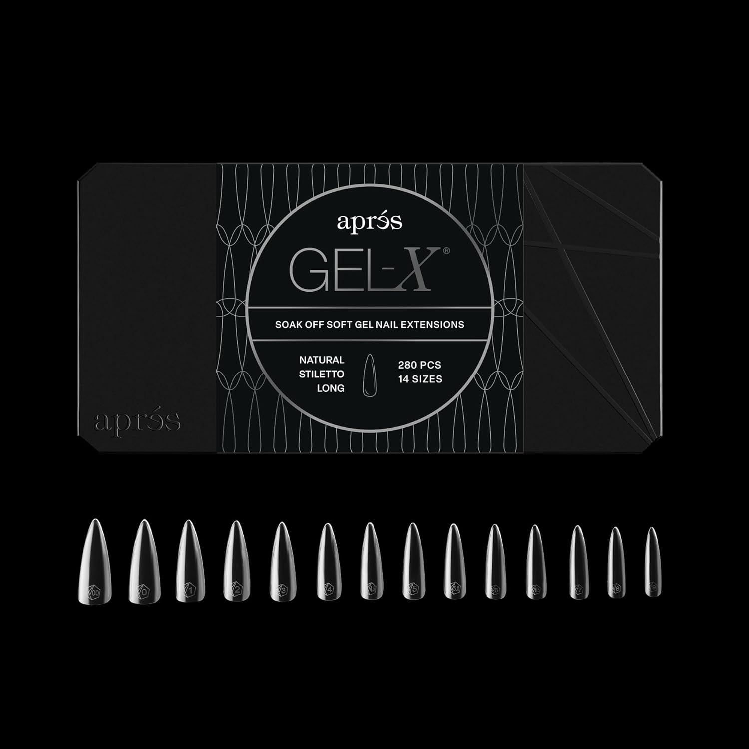 Apres Gel-X&reg; Stiletto Box of Nail Tips | 280 Gel-X Tips, Soft Tips, 14 Sizes 00-9 | Half-Sizes Included (Natural Stiletto Long, 280 Count) image number 3