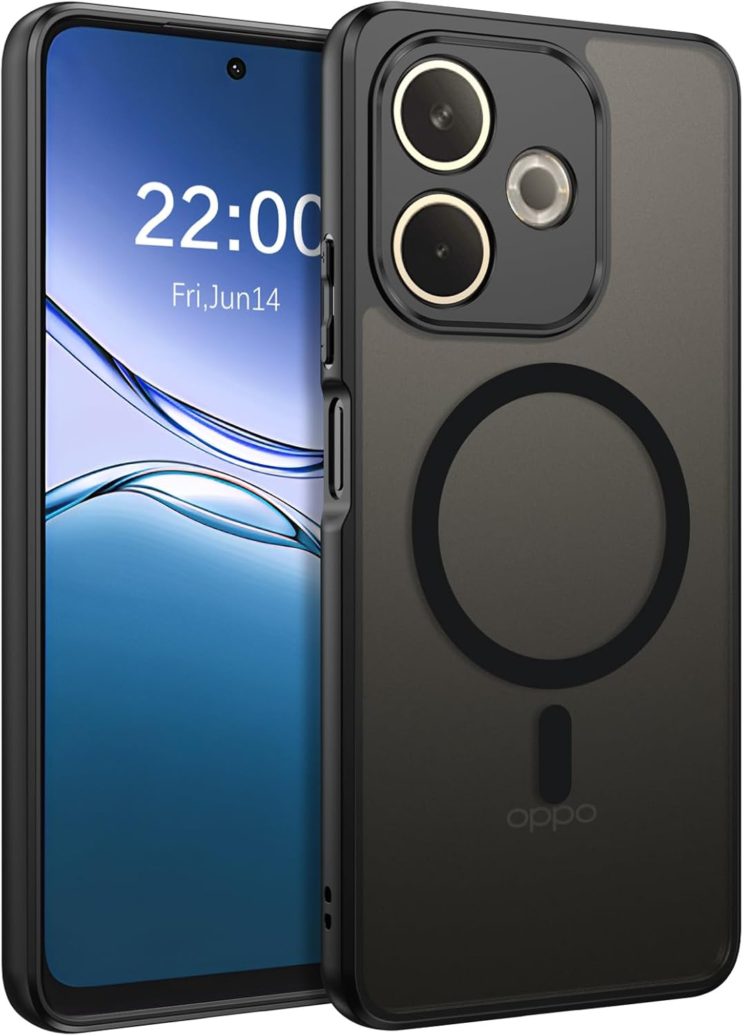 DOMAVER for Oppo A5 Pro Case Magnetic Translucent Matte Back Phone Case, [Camera Protection] Skin-Friendly Touch Slim Shockproof Full-Body Protective Cover for Oppo A5 Pro 5G 6.67 Inch, Black image number 6