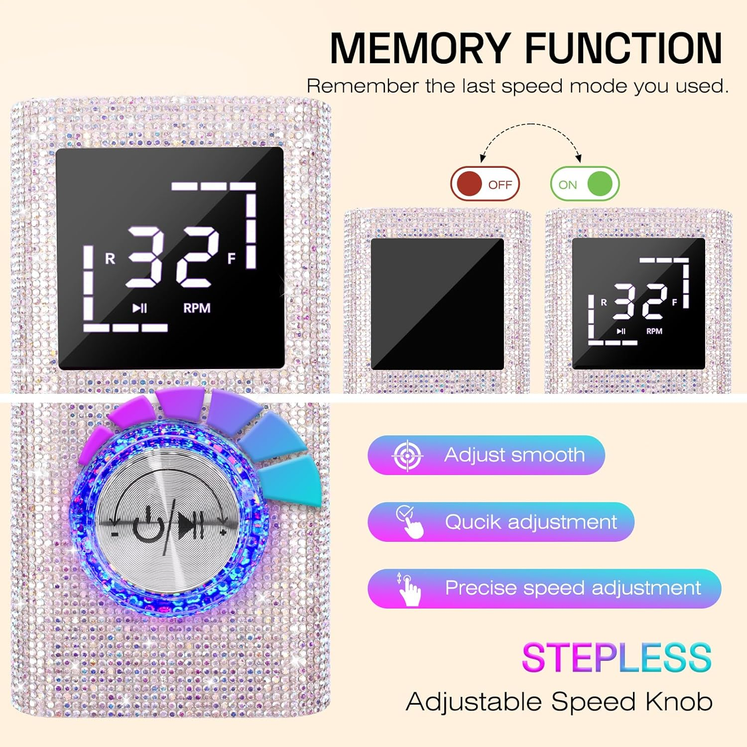 Electric Nail Drill File Machine: Professional 45000RPM Cordless Nail Tool with Stepless Speed Knob for Acrylic Gel Dip Powder Nails, Portable Manicure Pedicure Kit for Home Salon Use image number 5