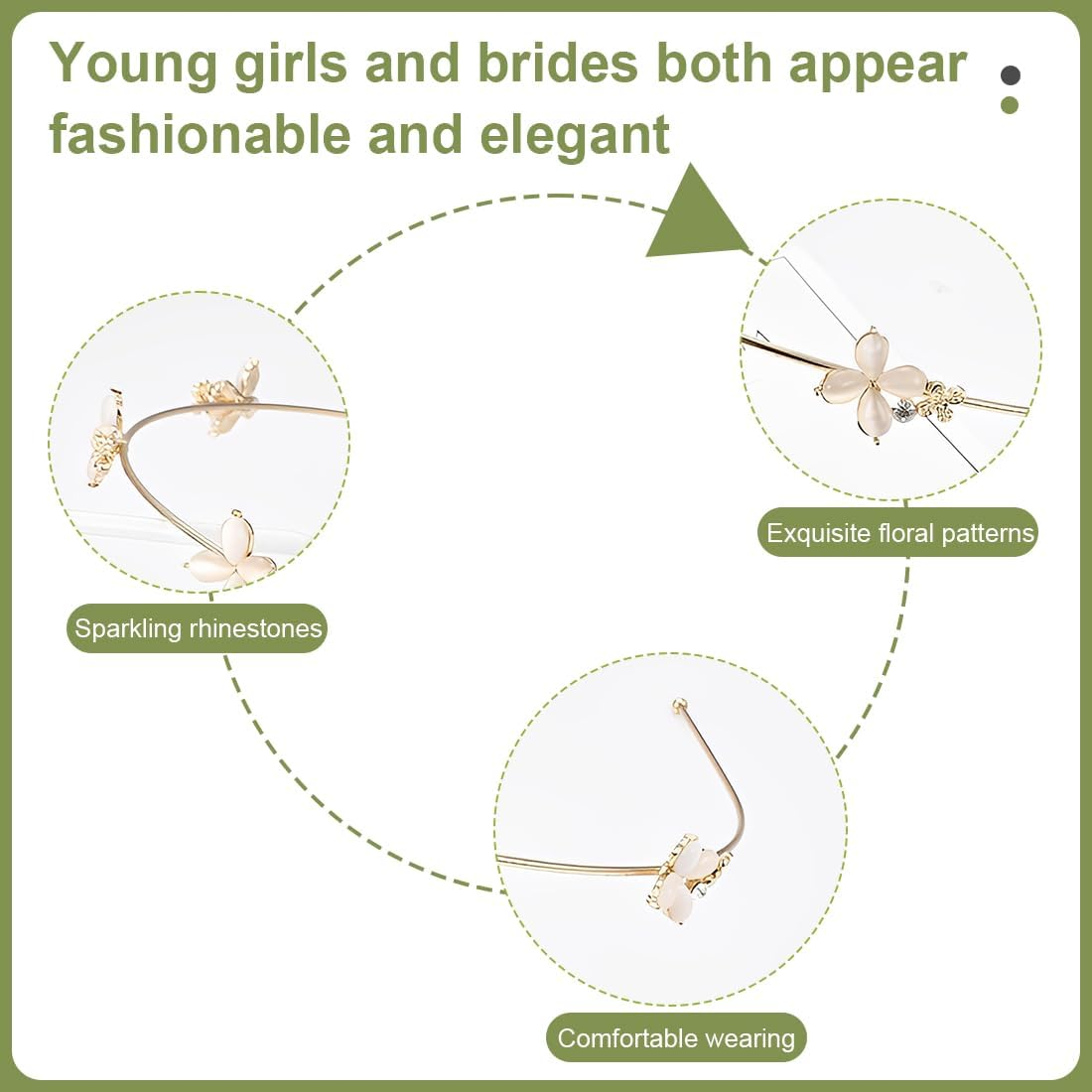 ZORVUJI Hair Accessories Gold Girls Communion Flowers Headband Filigree Wedding Bridal Women'S Headpiece Festive image number 1