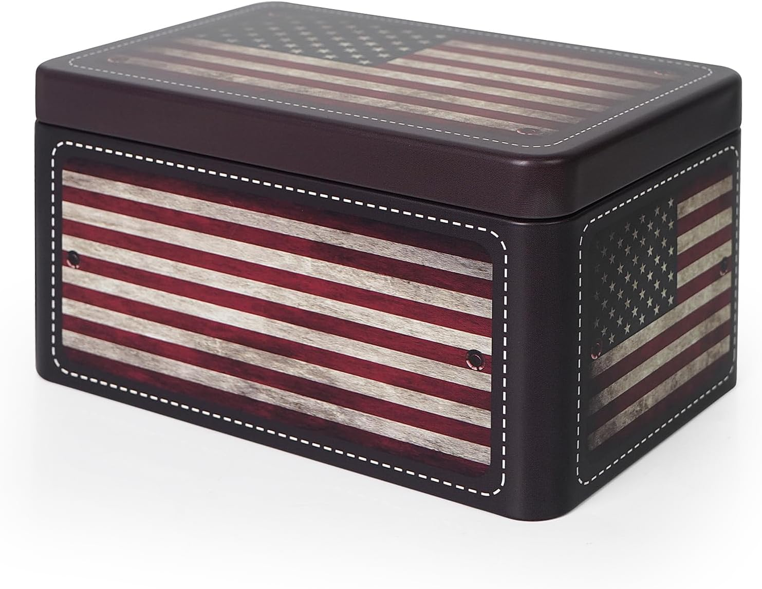 Dreamseden 2-Pack Small Storage Tin Box - Vintage US Flag, Green Sketching Metal Box Set - Decorative Mini Treasure Containers for Candy, Jewelry, Keepsakes - Home Decoration Gift Collection