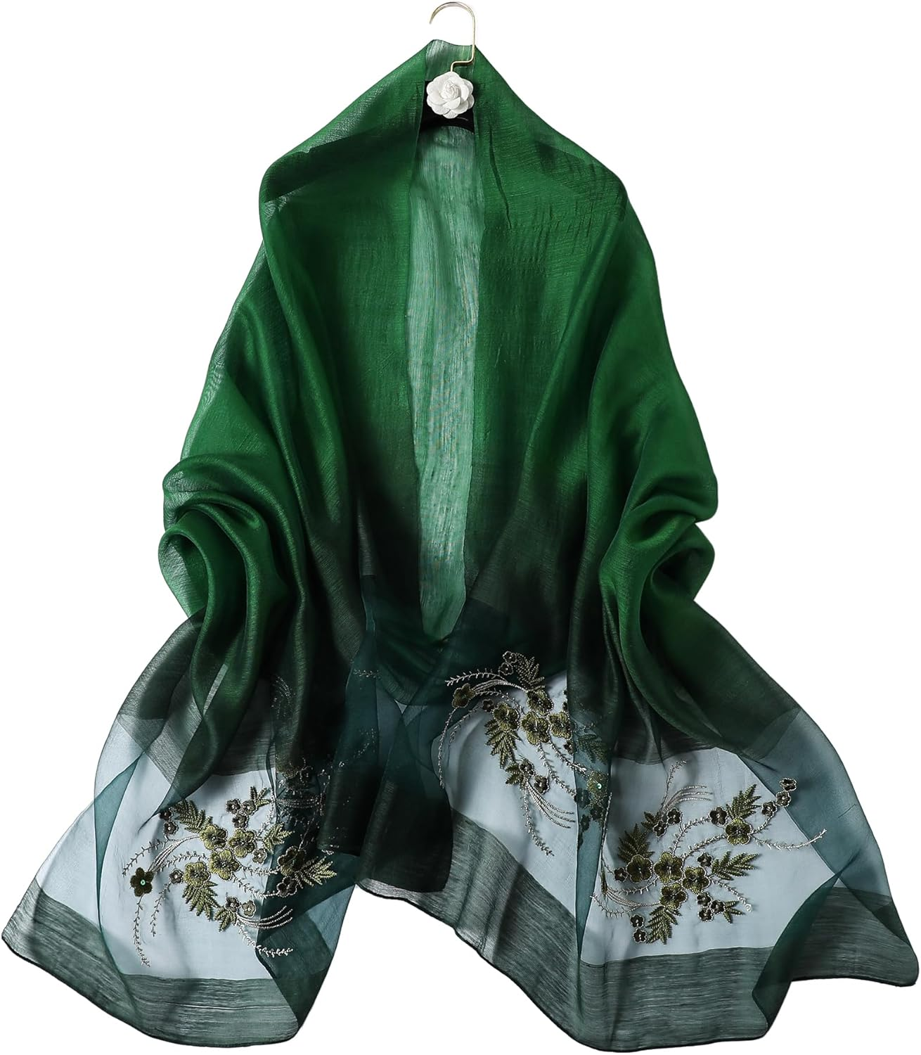 WINCESS.YU Silk Scarf for Women Lightweight Shawls and Wraps for Weddings Fashion Pashmina Shawl Embroidered Scarves image number 5