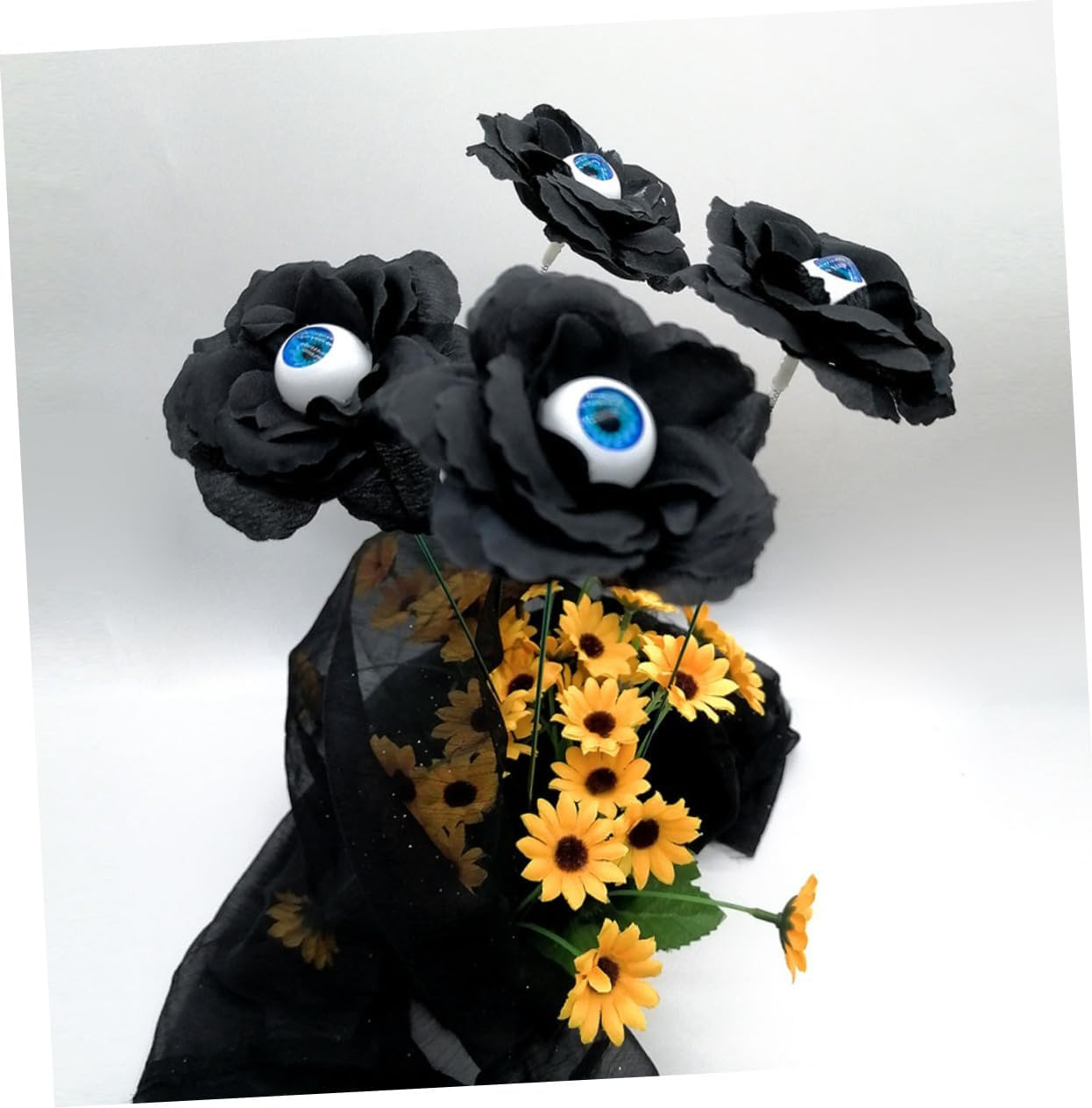 4Pcs Halloween Decorations Eye Bead Rose Stakes for Outdoor Decor Scary Signs for Halloween Party Cloth Material for Garden and Lawn Decoration image number 3