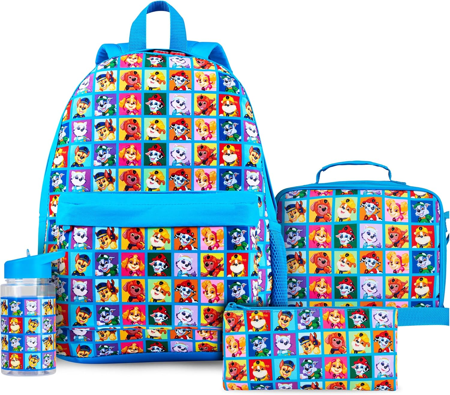 Paw Patrol Backpack Set 4 Pcs Kids Water Bottle 400Ml Pencil Case Insulated Lunch Bag Preschool Nursery Reception Marshall Chase School Supplies