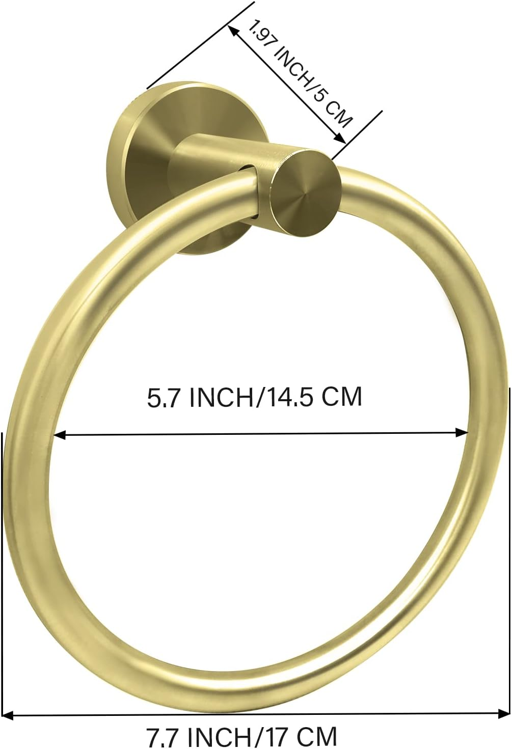 Stainless Steel Gold Towel Ring Hand Towel Holder for Wall Mounted Bathroom Towel Rack Holder Simple round Towel Hanger (Brushed Gold) image number 4