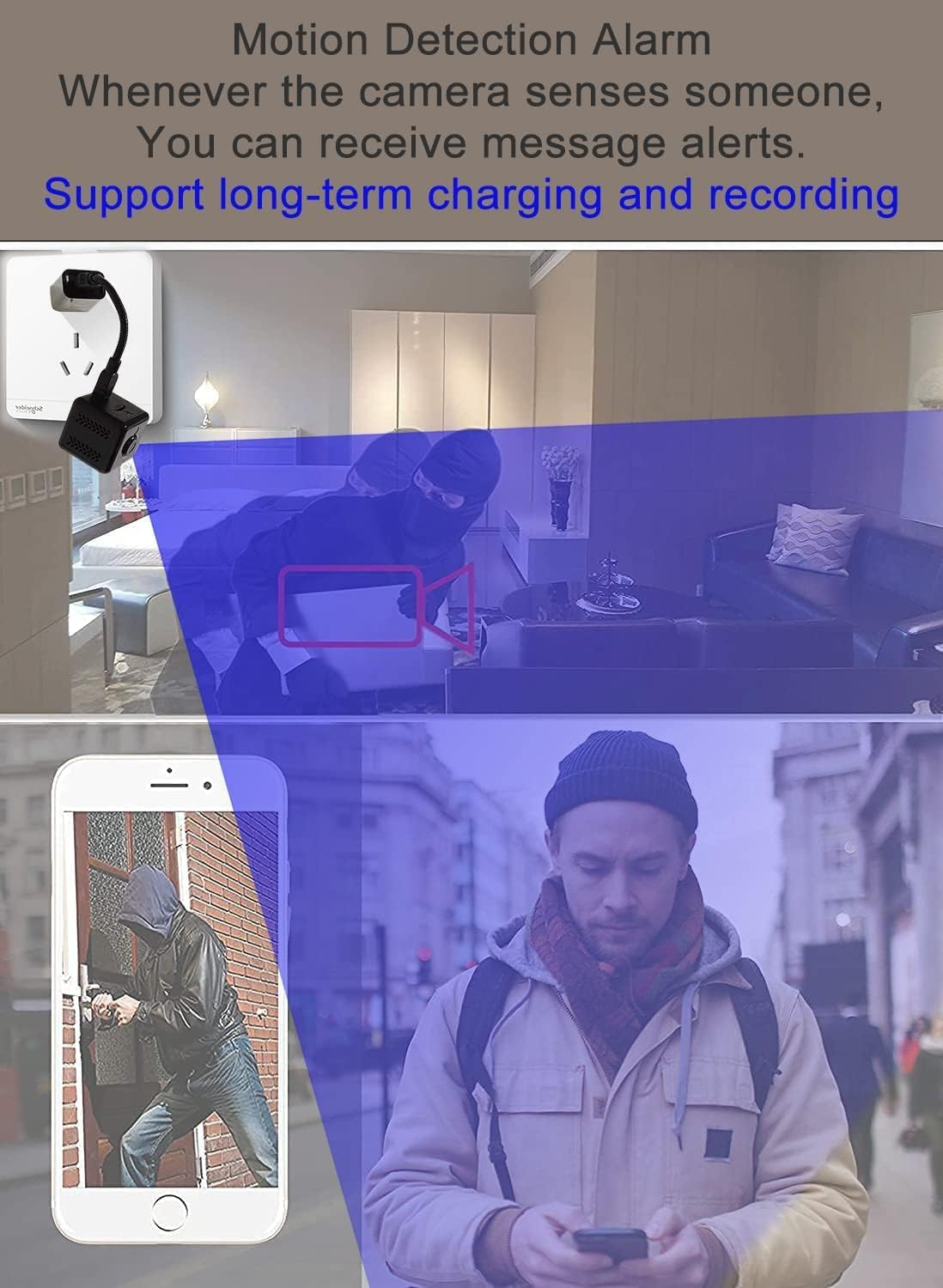 Wireless IP Camera with Built-In Battery, Small Nanny Camera, Night Vision Camera, 4.5 Hours of Continuous Recording, Long Term Charging Supported. Smallest Home Surveillance Nanny Camera image number 4