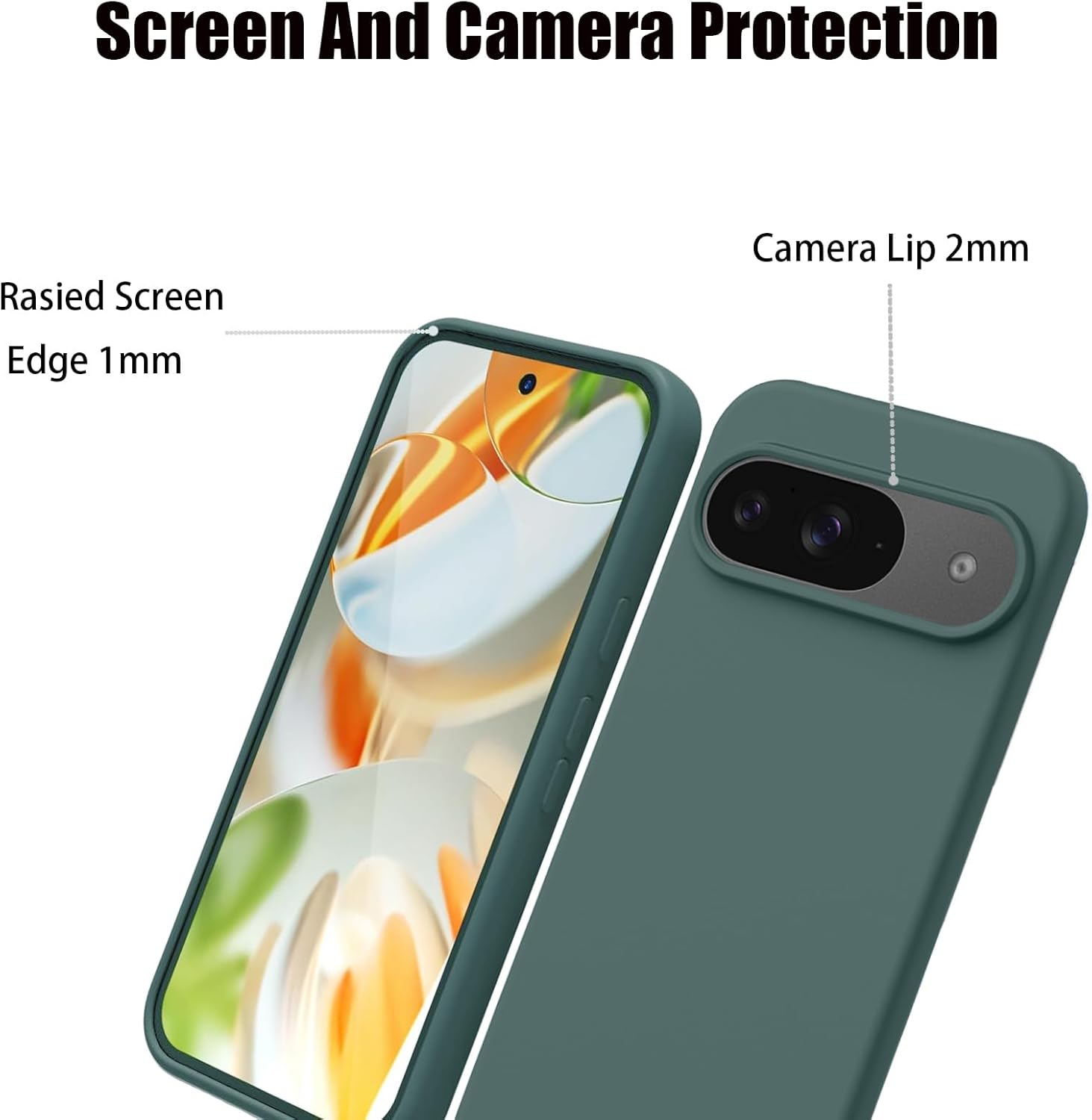 Case for Google Pixel 9/9 Pro 2024 6.3",Liquid Silicone Slim Full-Body Protective Phone Case Cover,Rugged Anti-Drop Shockproof Scratch Protective Case (Green) image number 6