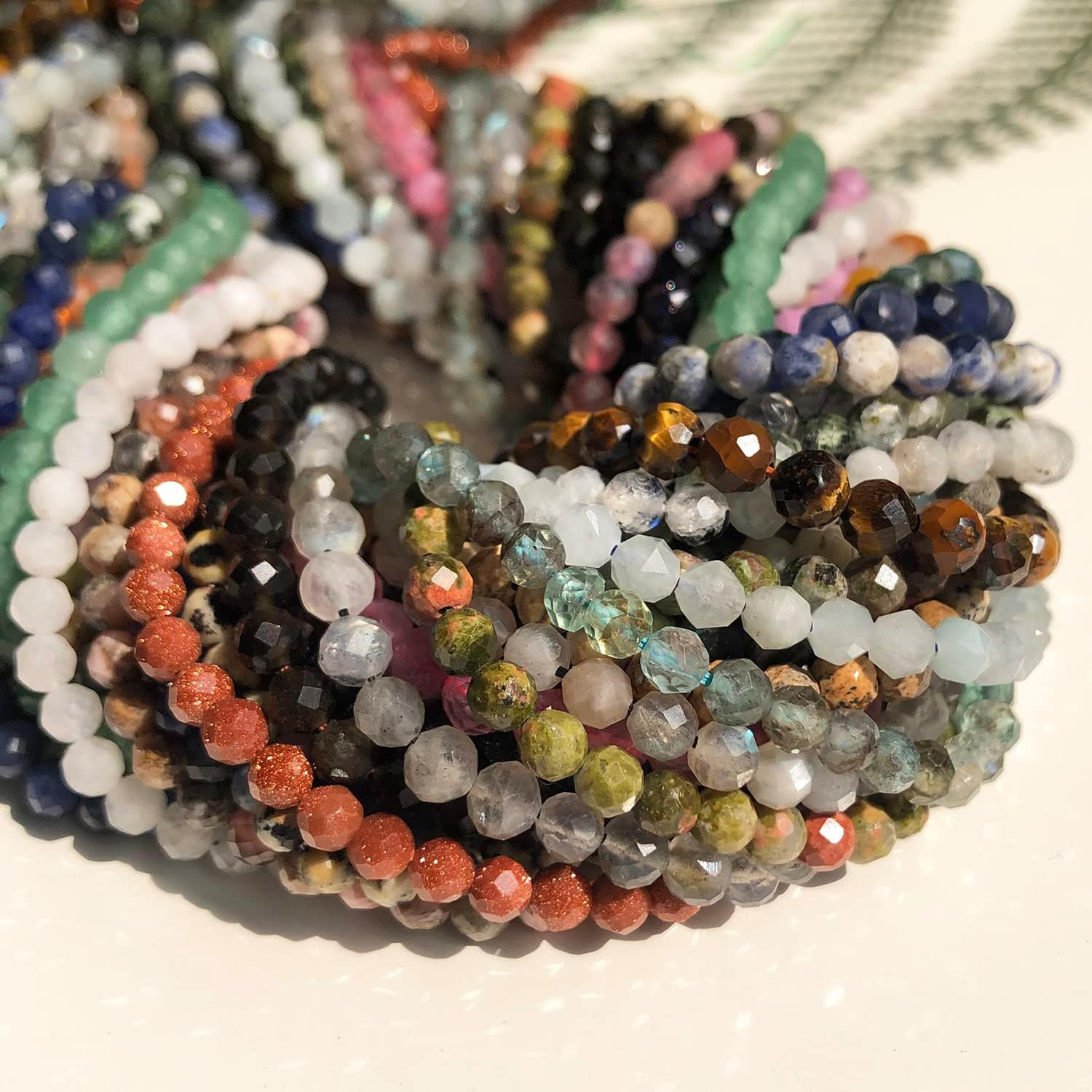 Faceted Natural Stone Beads Waist Seed Beads for DIY Jewelry Making Bracelet image number 1