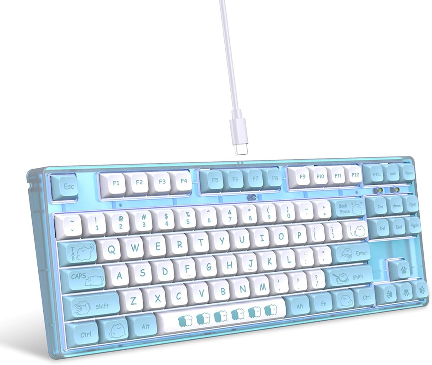 Mechanical Gaming Keyboard - USB Backlit Keyboard with PBT Keycaps, RGB Backlight, 20 Lighting Modes, Ergonomic Design, Detachable USB Cable image number 1