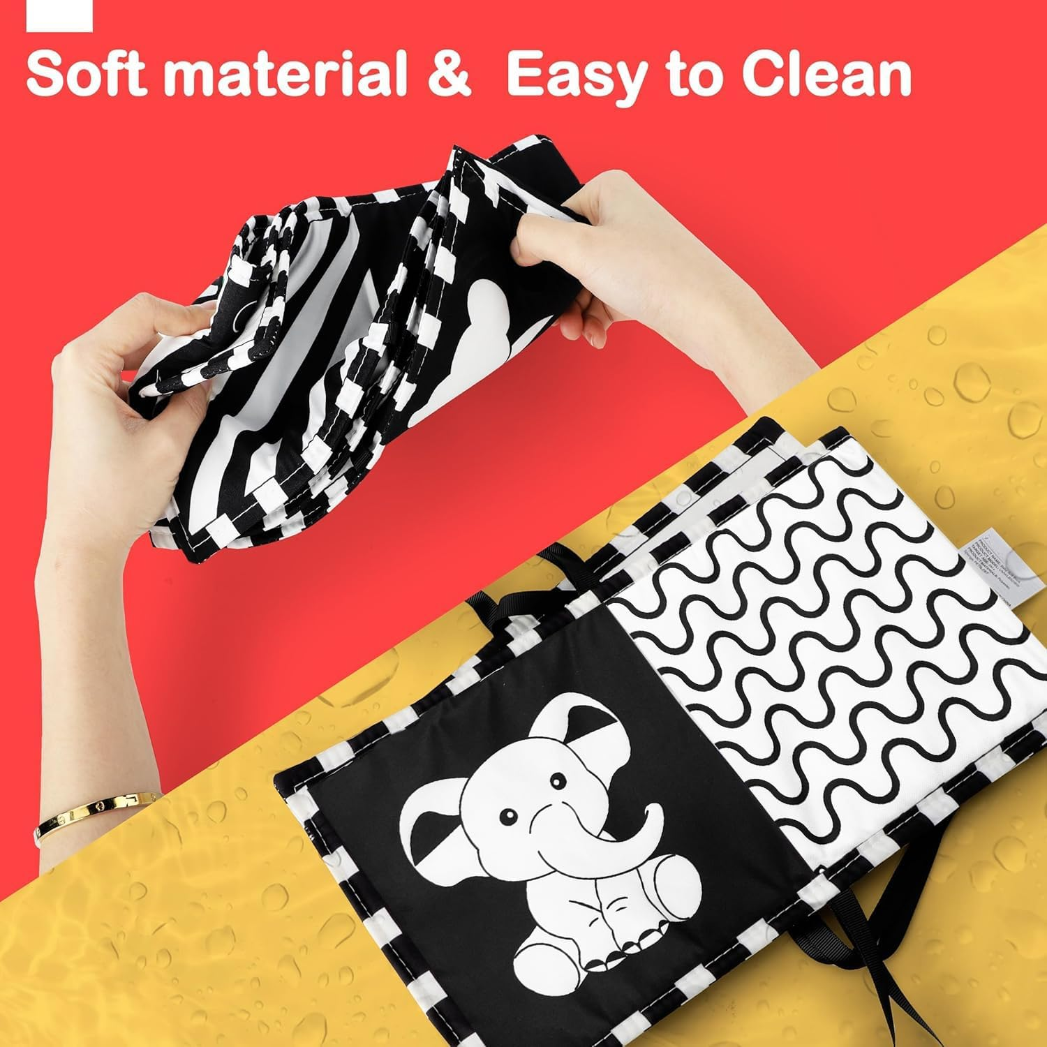 Black and White Baby Toys, Tummy Time High Contrast Newborn Toys 0-3 Months, Soft Baby Book, Visual Stimulation Montessori Sensory Infant Toy 0-6-12 Months, Shower Gift, Stocking Stuffers image number 5