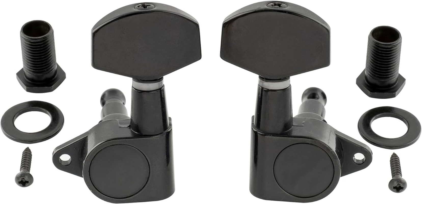 Musiclily Pro R15J 3R3L 15:1 Ratio Full Sealed Machine Heads Tuners Tuning Pegs Keys with Big Hex Button Right Angle Screw for Acoustic Electric Guitar, Black image number 4