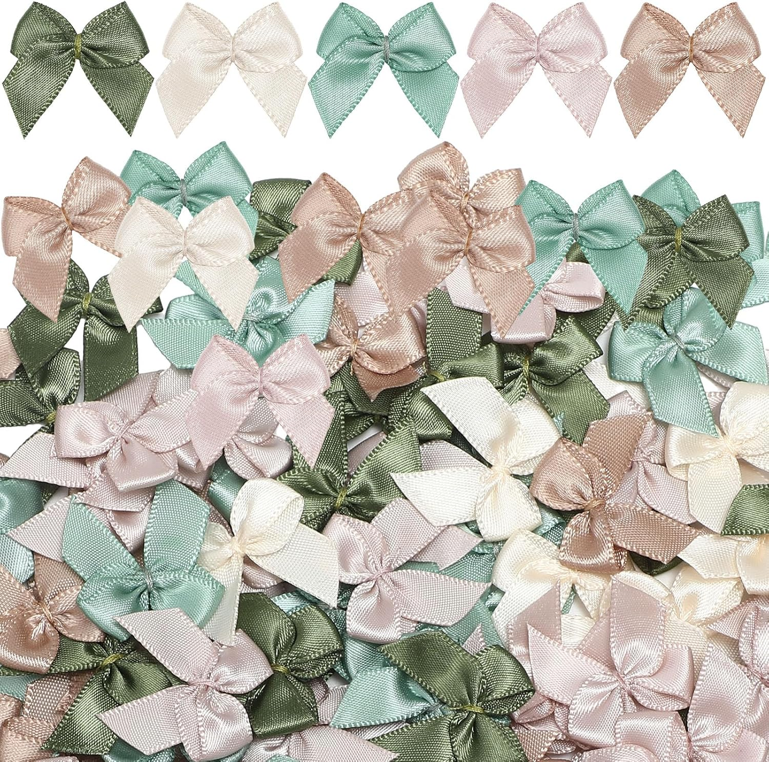 Syhood 150 Pcs Christmas Mini Bow Tiny Twist Tie Handmade Craft Ribbon Hair Small Holiday Bow Craft Supply for DIY Sewing Party Decor(Classic Color, Glitter)