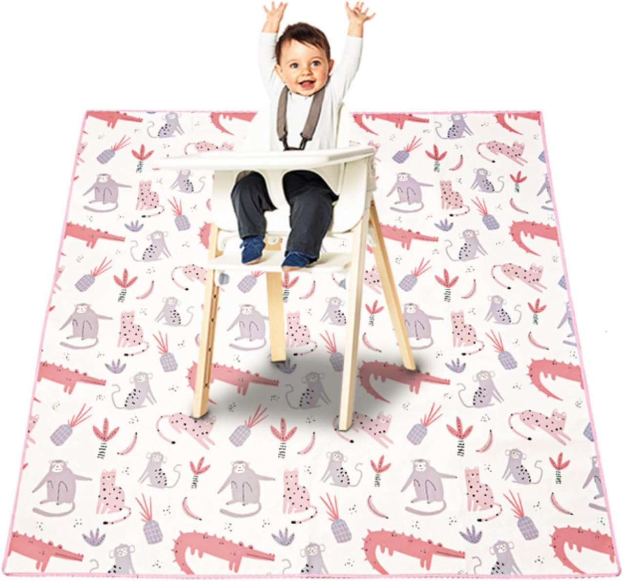 Baby Splat Mat for under High Chair, Non Slip Waterproof Mealtime Floor Mats, Waterproof Washable Cloth for Arts and Crafts, Playtime Mats for Kids, Floors or Tables, Portable Picnic Splash Mat image number 3