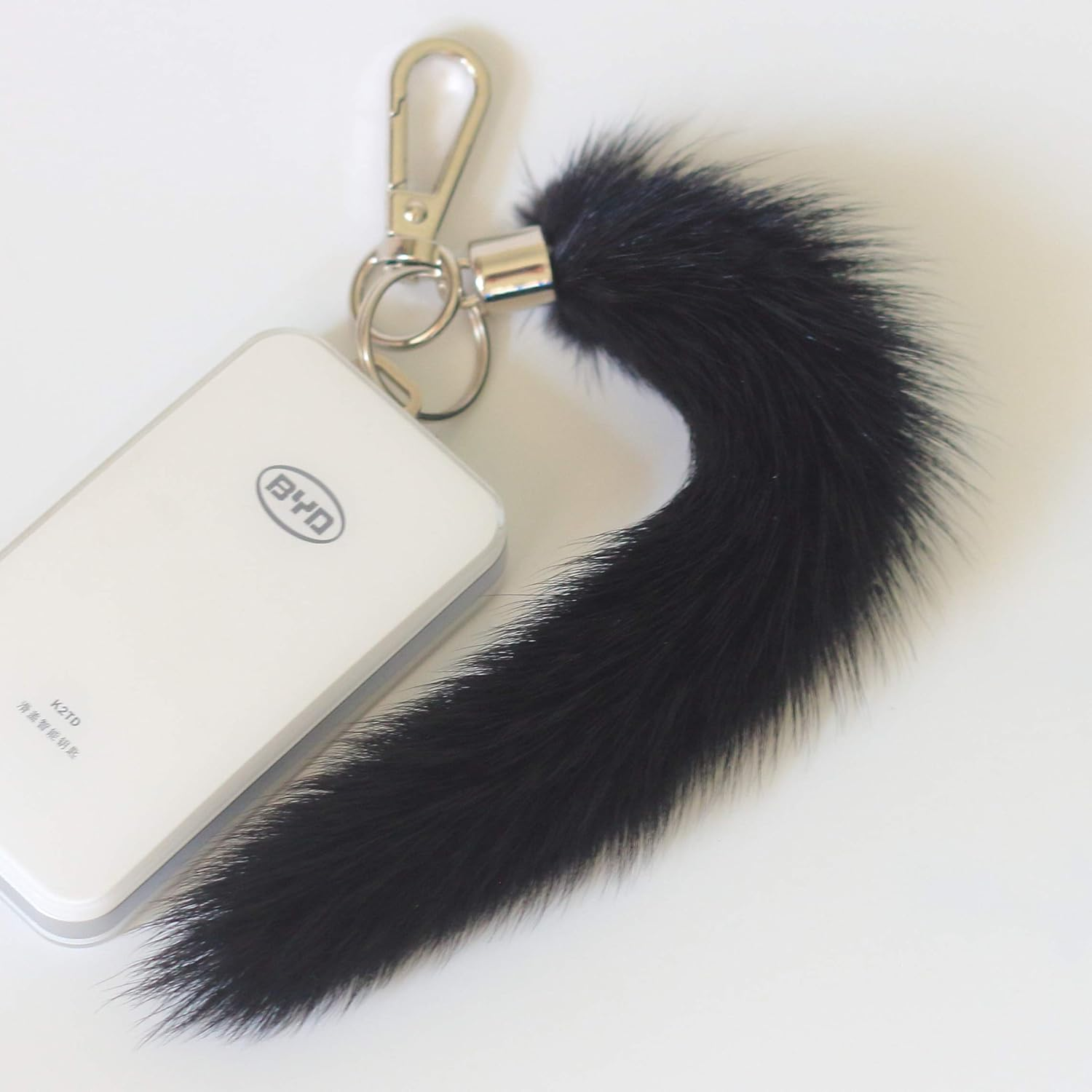 Fosrion Real Mink Tail Fur Key Chain Hook Ring for Offic Motor Car Jeep Truck Motorcycle Motorbike (Black) image number 6