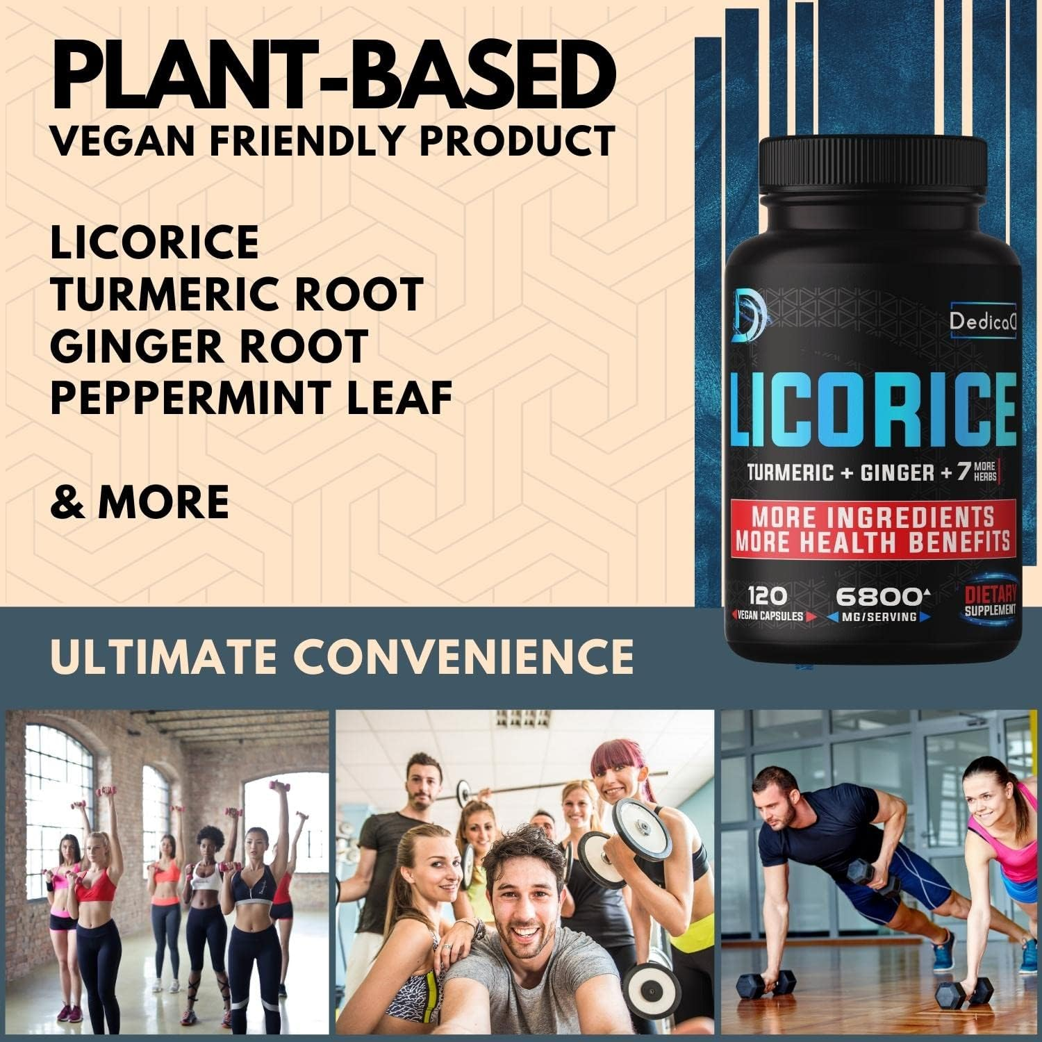 Licorice Extract Capsules - Equivalent to 6800 Mg of 10 Herbs with Turmeric, Ginger, Peppermint Leaf & Others - Support Digestion, Immune & Body Health - 4 Months Supply - Non-Gmo, Gluten Free image number 4