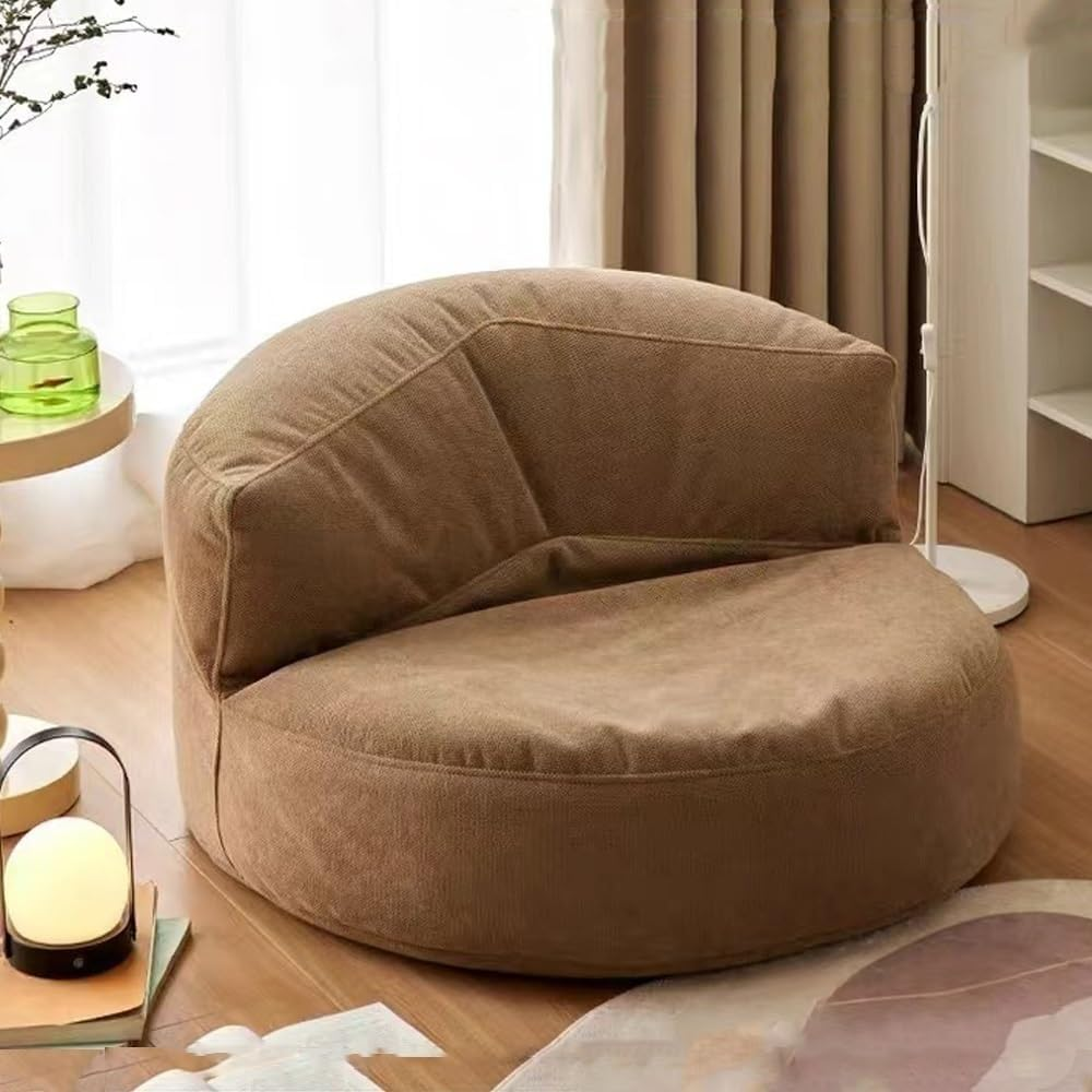 Bean Bag Chair Bean Bag Cover Chenille Single Lazy Sofa Cover Bean Bag Pouf Chair for Bedroom Living Room Garden, No Filler Kids Adults (Color : Mustard Green, Size : Empty Cover)