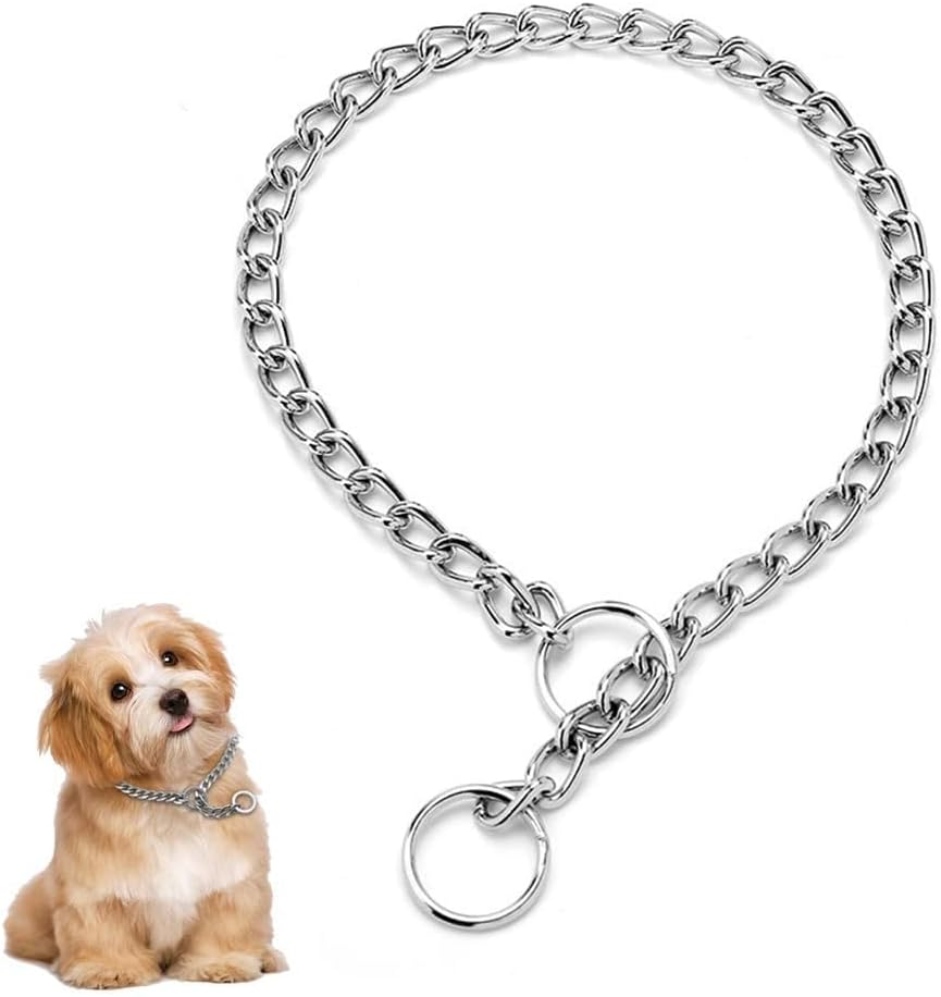 Chain Dog Collar, Prong Collar Adjustable Stainless Steel Chain Slip Collar, Strong, Durable, Weather Proof, Tarnish Resistant Metal, Best for Small Medium Large Dogs (Stainless Steel L)