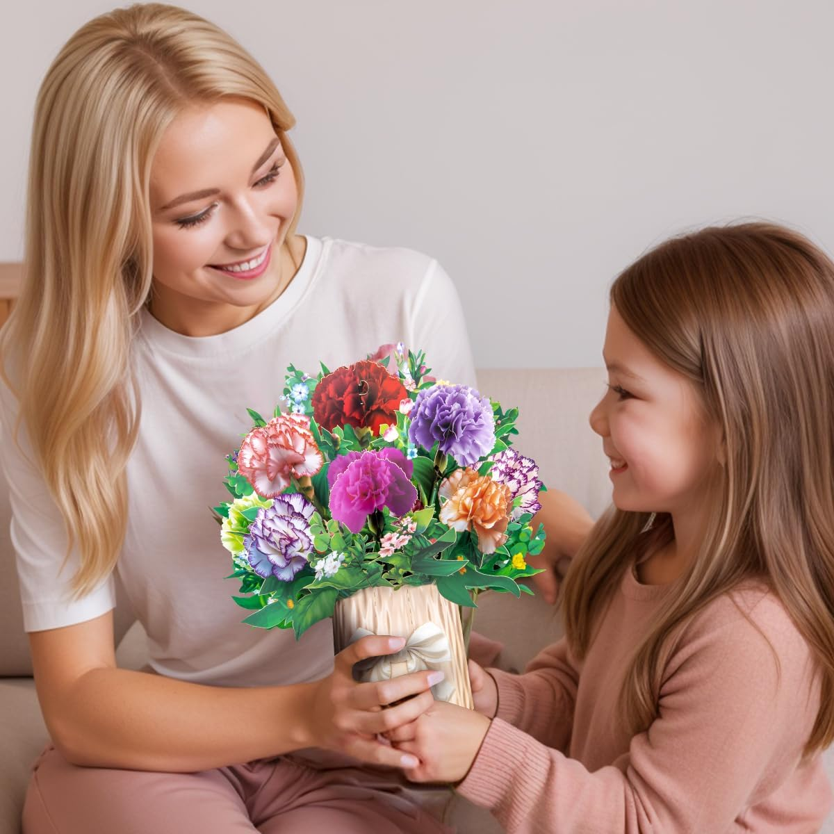 Carnation Paper Flower Pop up Cards, Mother'S Day Pop up Flower Card, Teacher'S Day Card, with Note Card and Envelope, Get Well Cards, Happy Holiday Card for Mom, Teacher, Friends. image number 2