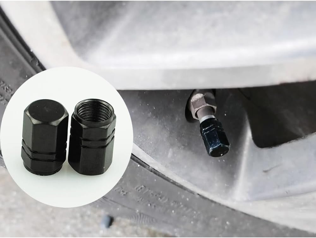 Bluejunior 12Pcs Tire Valve Stem Caps (Black), Aluminum Alloy Hex Grip Valve Covers，Dust-Proof Replacement Caps for Car, Bike, Motorcycle & SUV image number 5