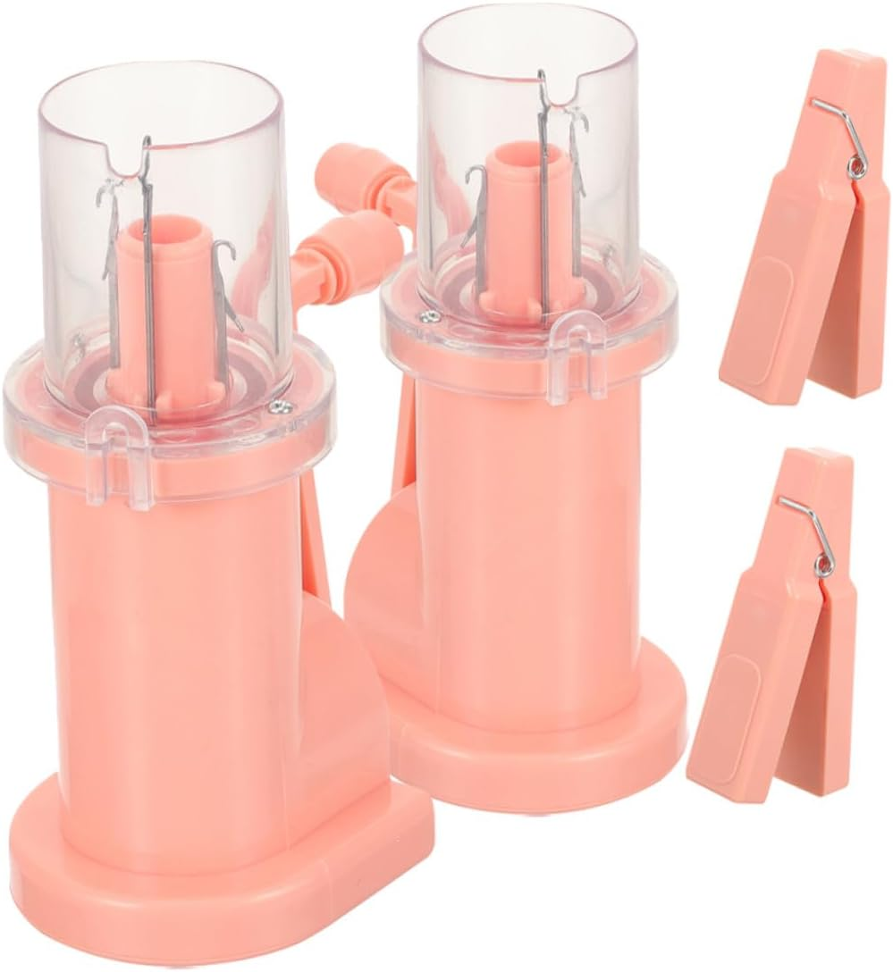 Operitacx 2 Set Rope Braiding Machine Hand Spool Knitter Machine Manual Spool Knitter Yarn Winder Tool Pink Metal