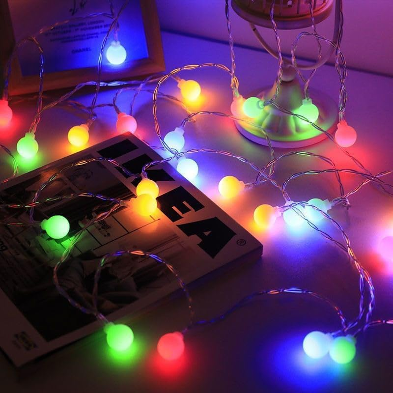 ENLACE LED Fairy Lights with round Balls, Multi-Colour, 6 Metres, 40 Leds, 1.8 Cm Balls, Battery and USB Powered, 3 Flash Modes